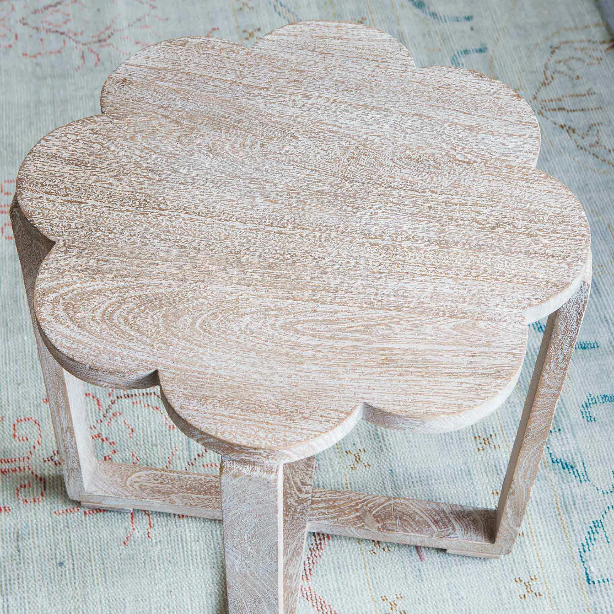 Scallop Side Table - Natural, Mango Wood