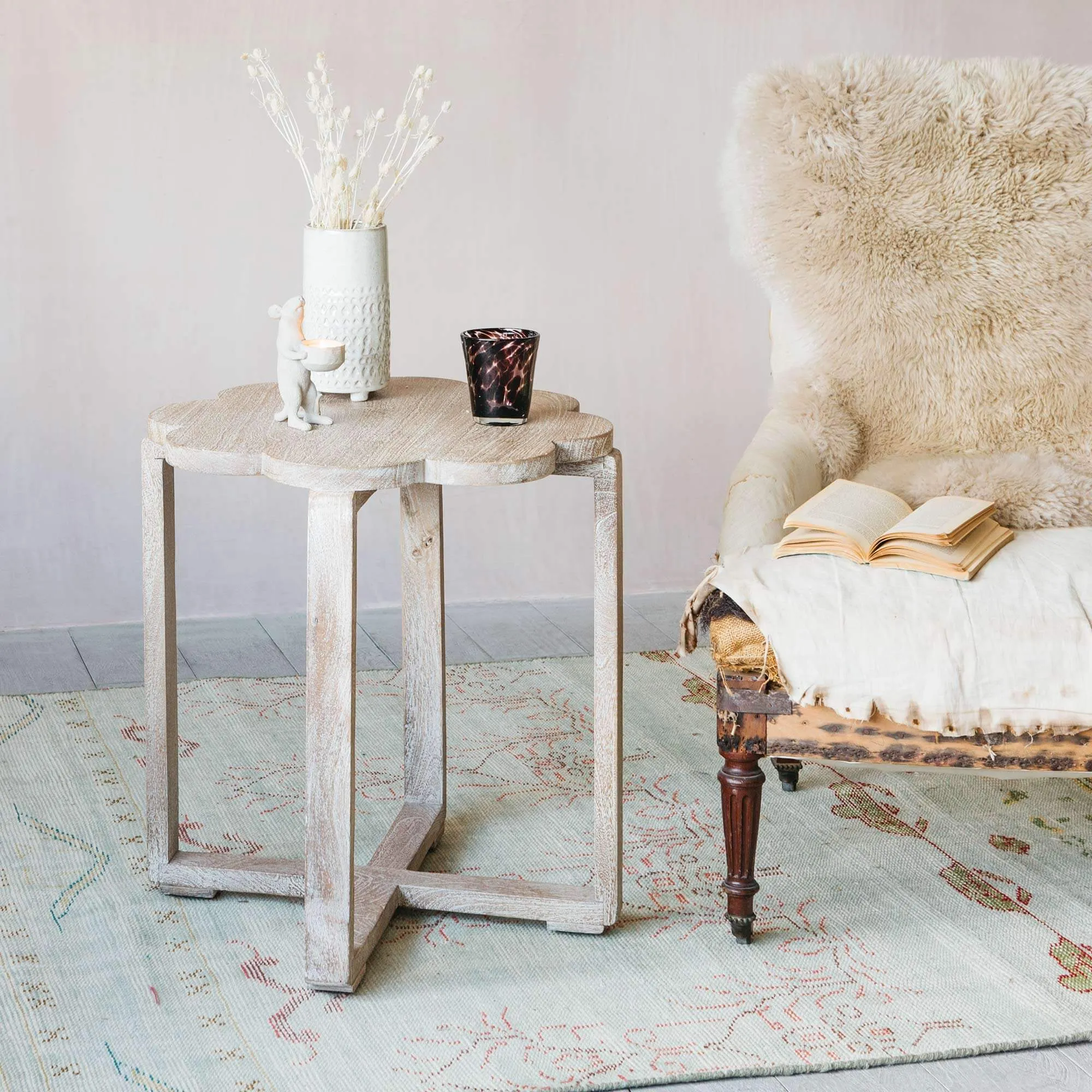 Scallop Side Table - Natural, Mango Wood image