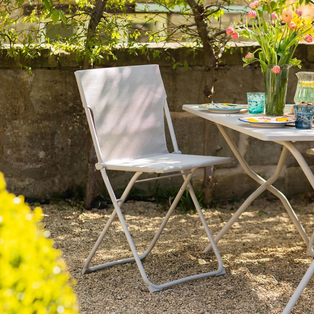 Seigle Rectangular Balcony Table and Four Chairs Set - White