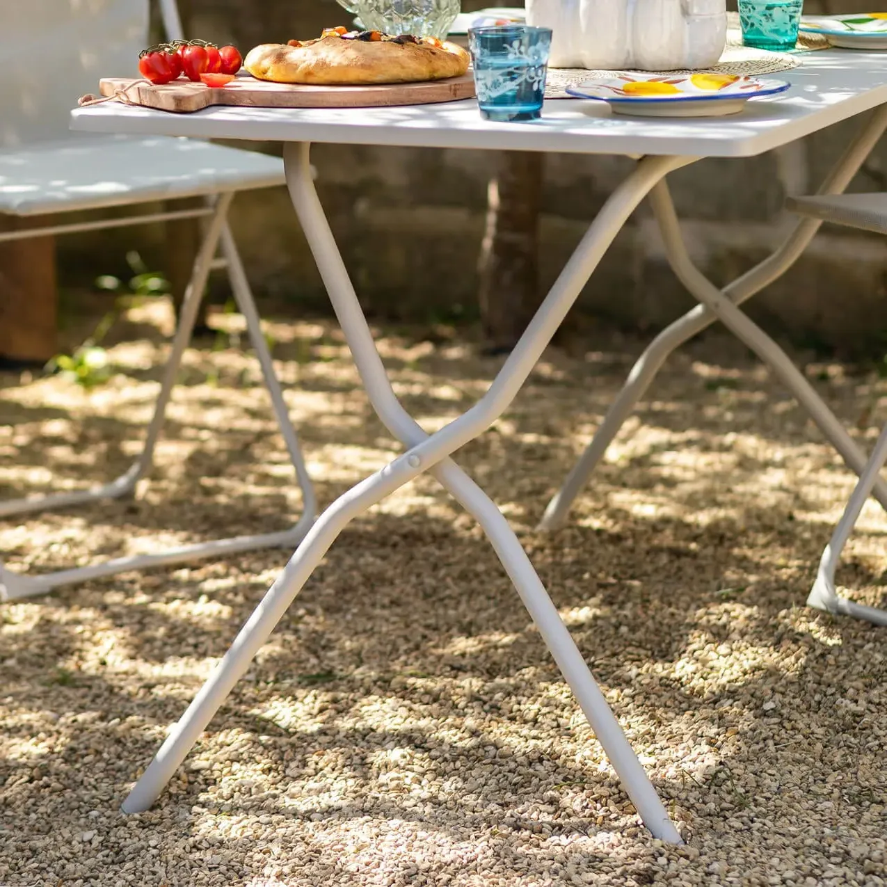 Seigle Rectangular Balcony Table and Four Chairs Set - White