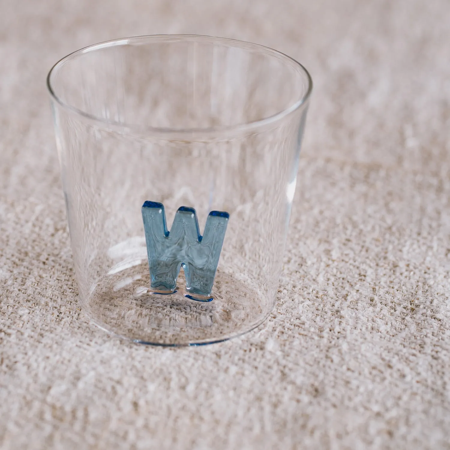 Set of Five Blue Water Glasses - Clear Glass