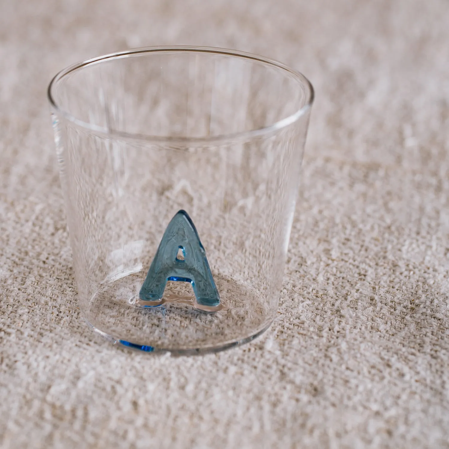 Set of Five Blue Water Glasses - Clear Glass