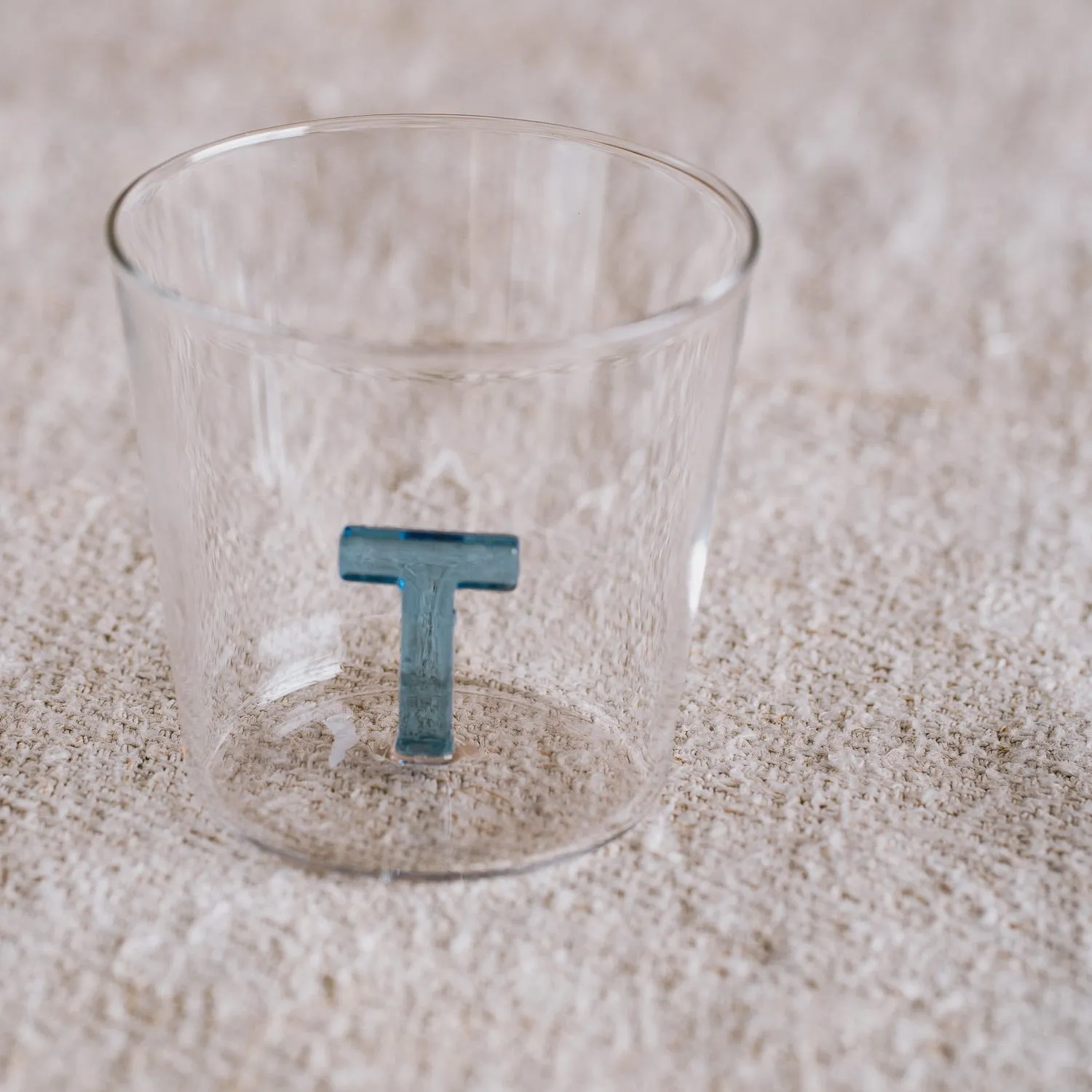 Set of Five Blue Water Glasses - Clear Glass