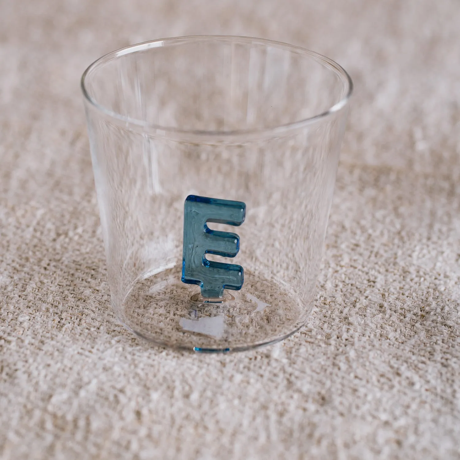 Set of Five Blue Water Glasses - Clear Glass