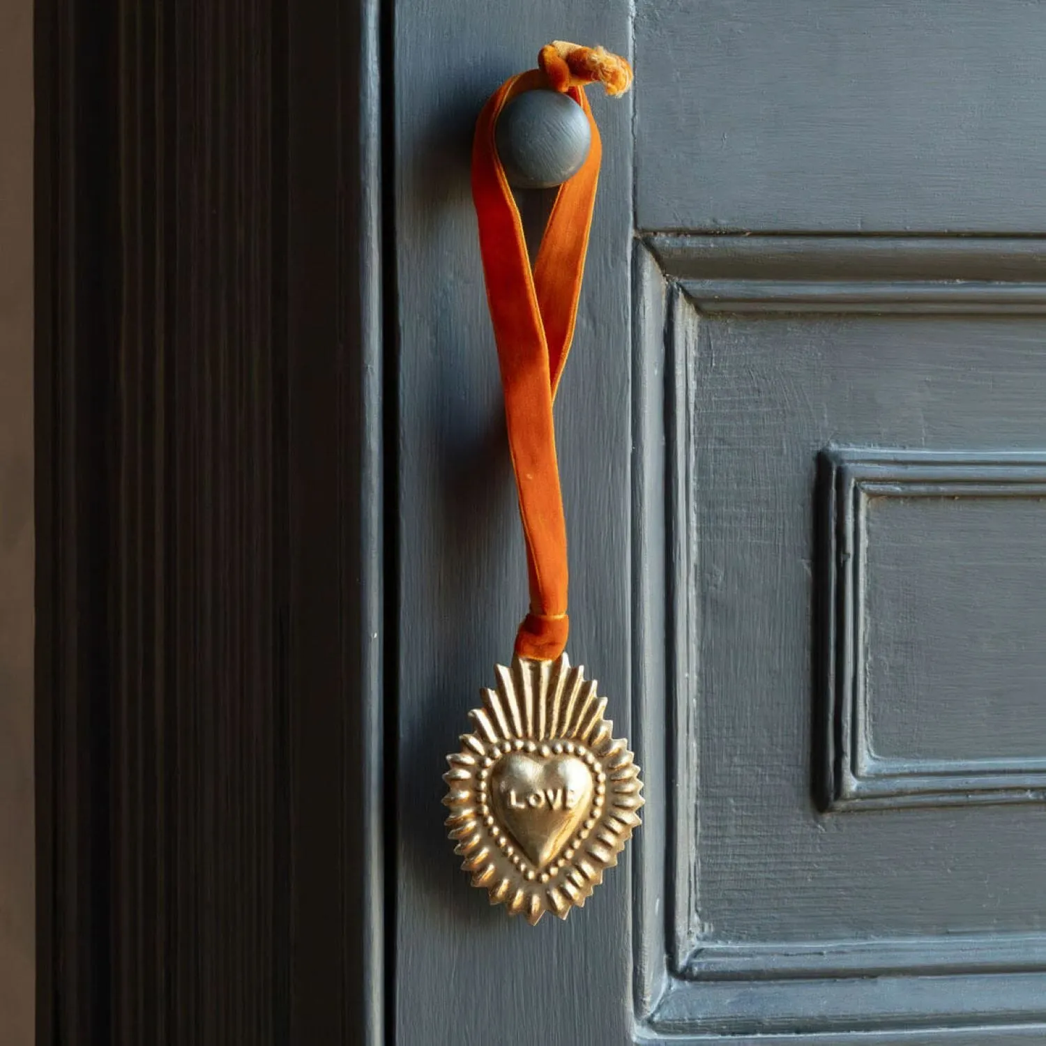Set of Three Hanging Hearts - Orange, Iron