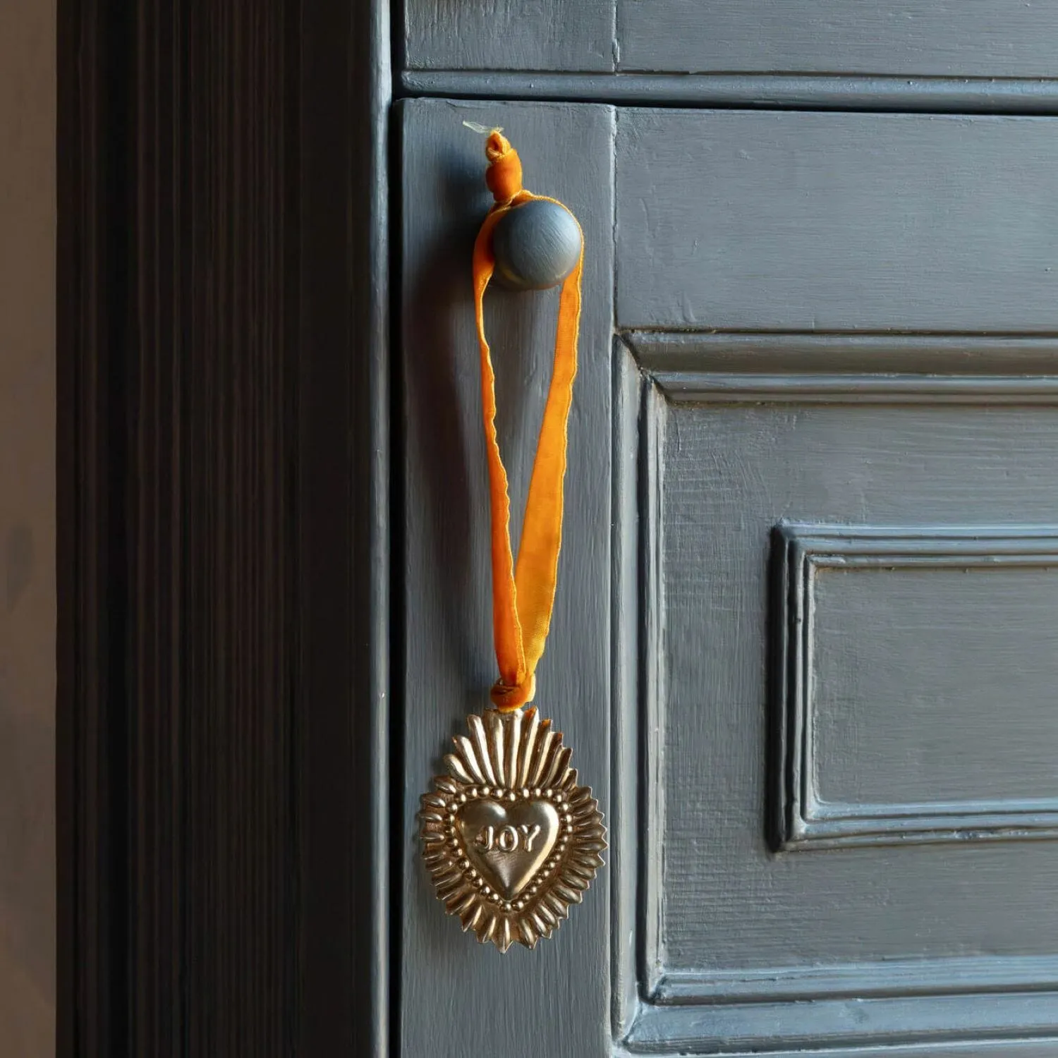 Set of Three Hanging Hearts - Orange, Iron