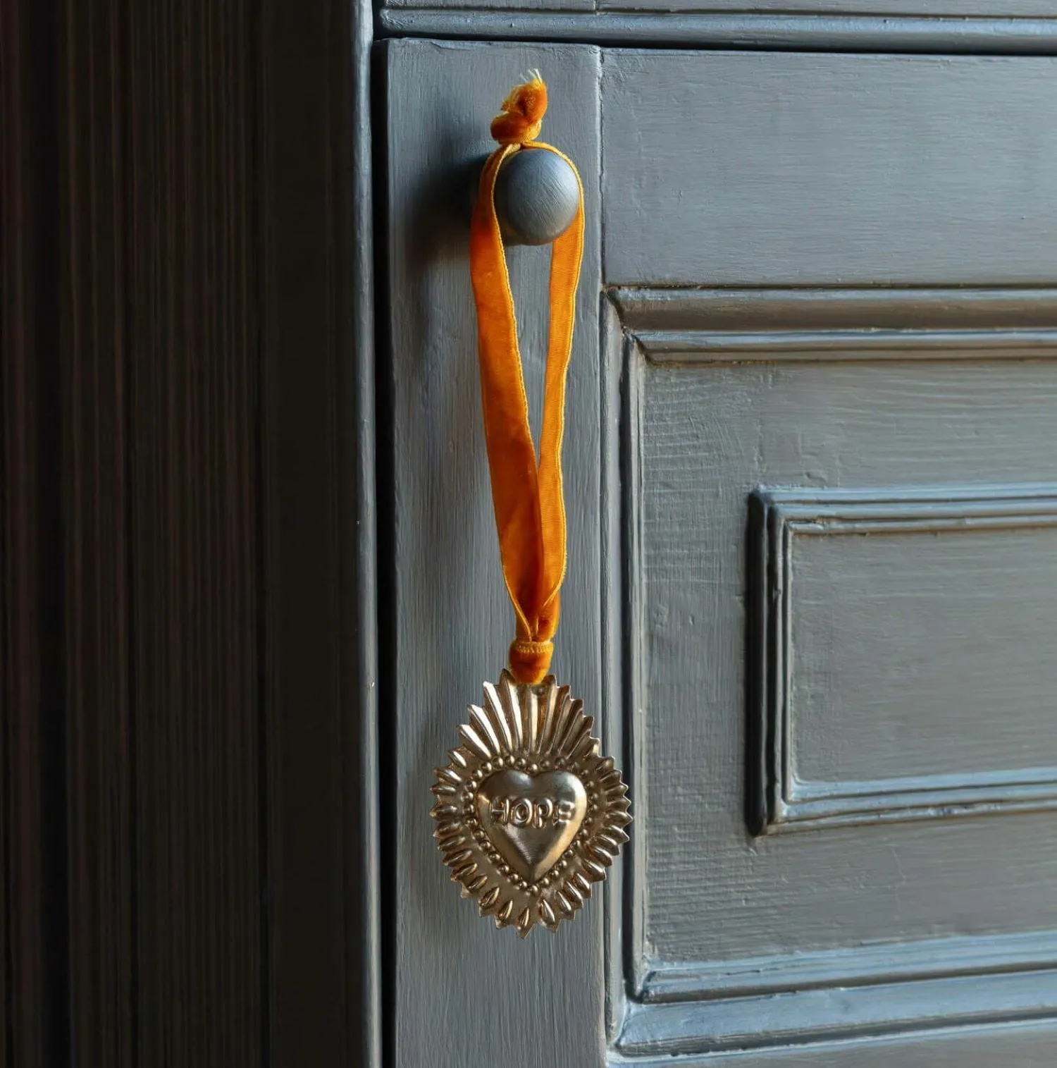 Set of Three Hanging Hearts - Orange, Iron