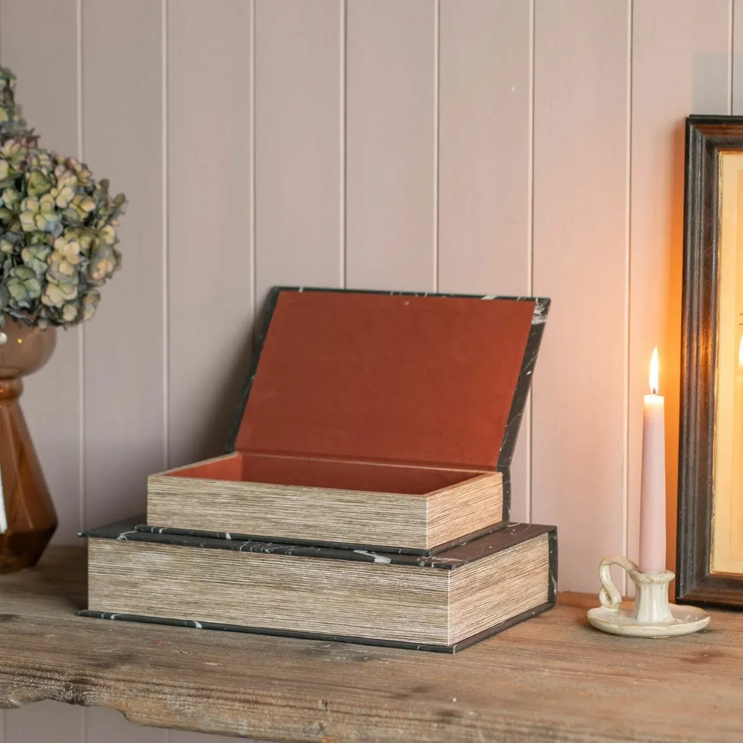 Set of Two Book Boxes - Black, Wood