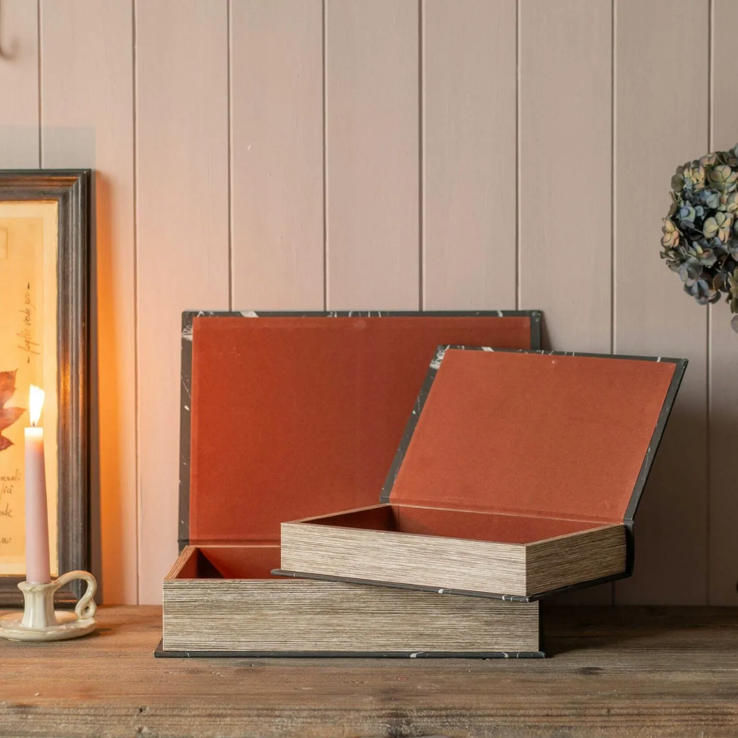 Set of Two Book Boxes - Black, Wood