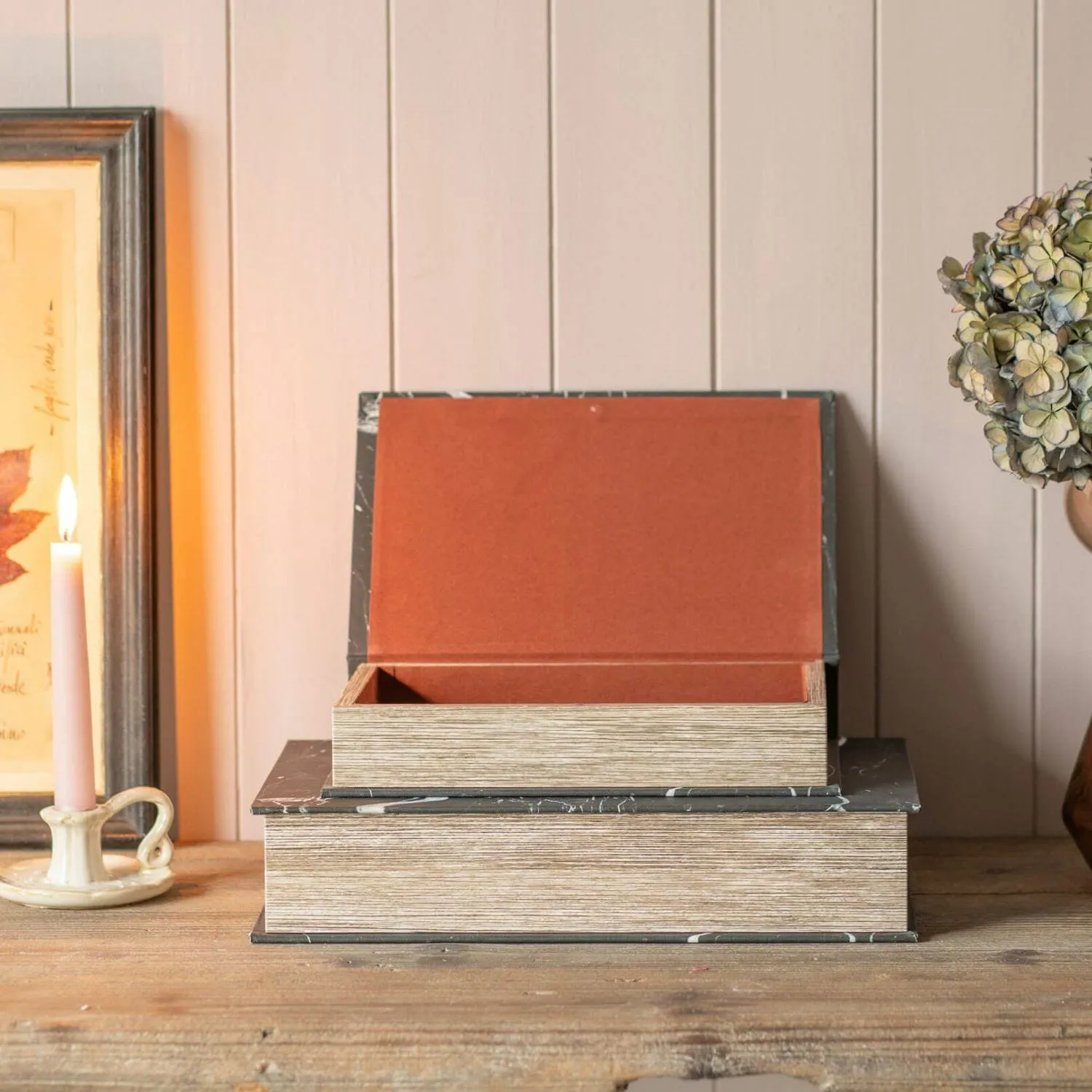 Set of Two Book Boxes - Black, Wood