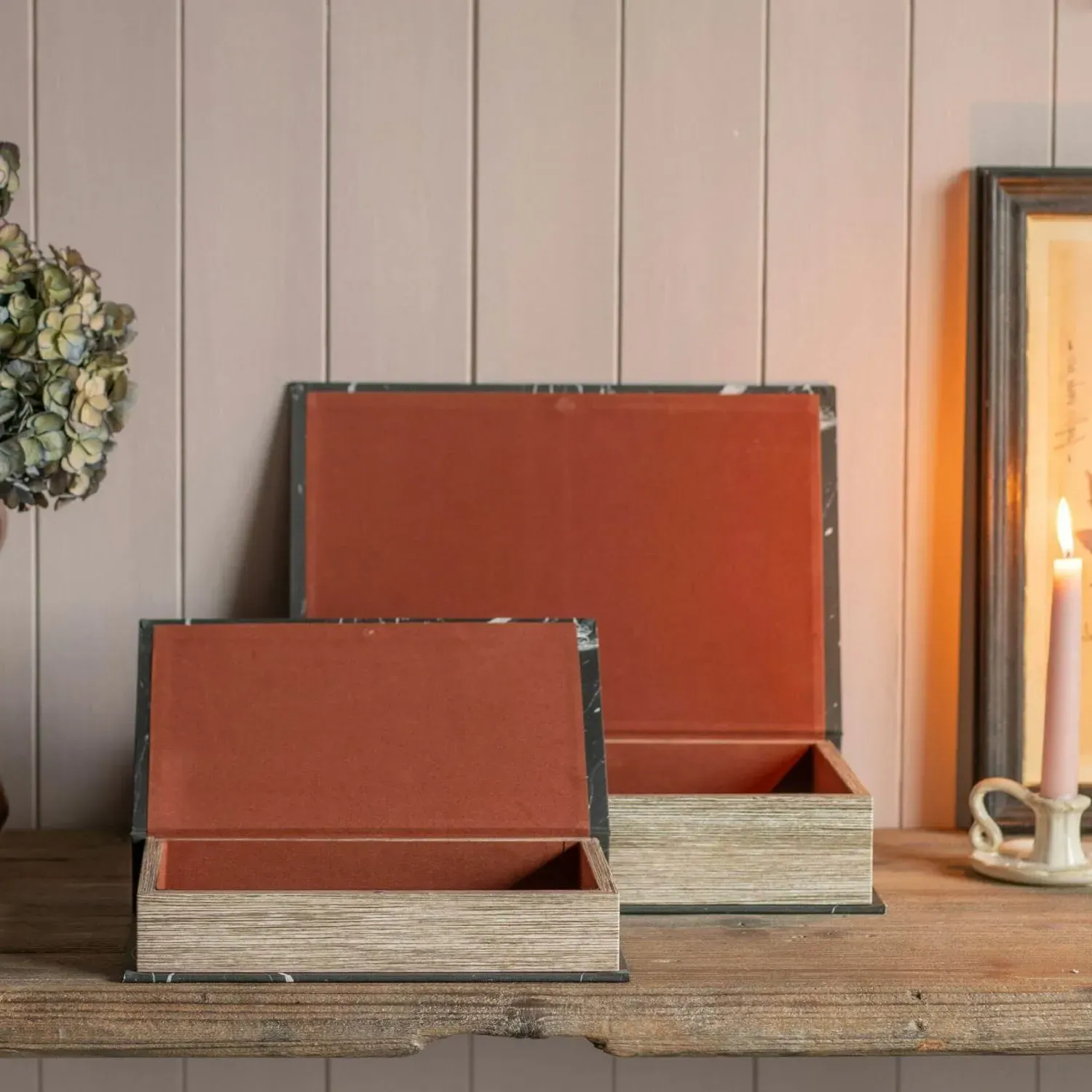 Set of Two Book Boxes - Black, Wood