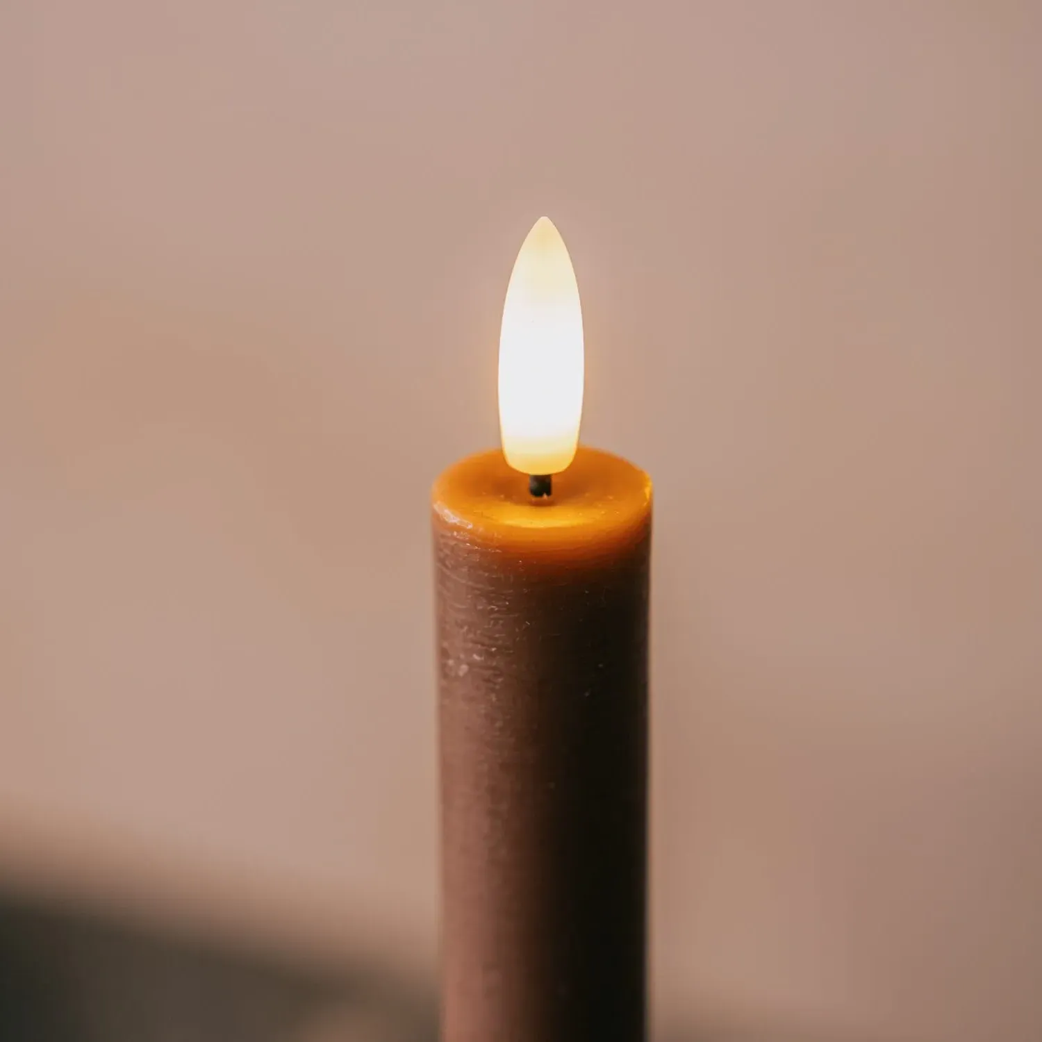 Set of Two Brown LED Dinner Candles - Brown