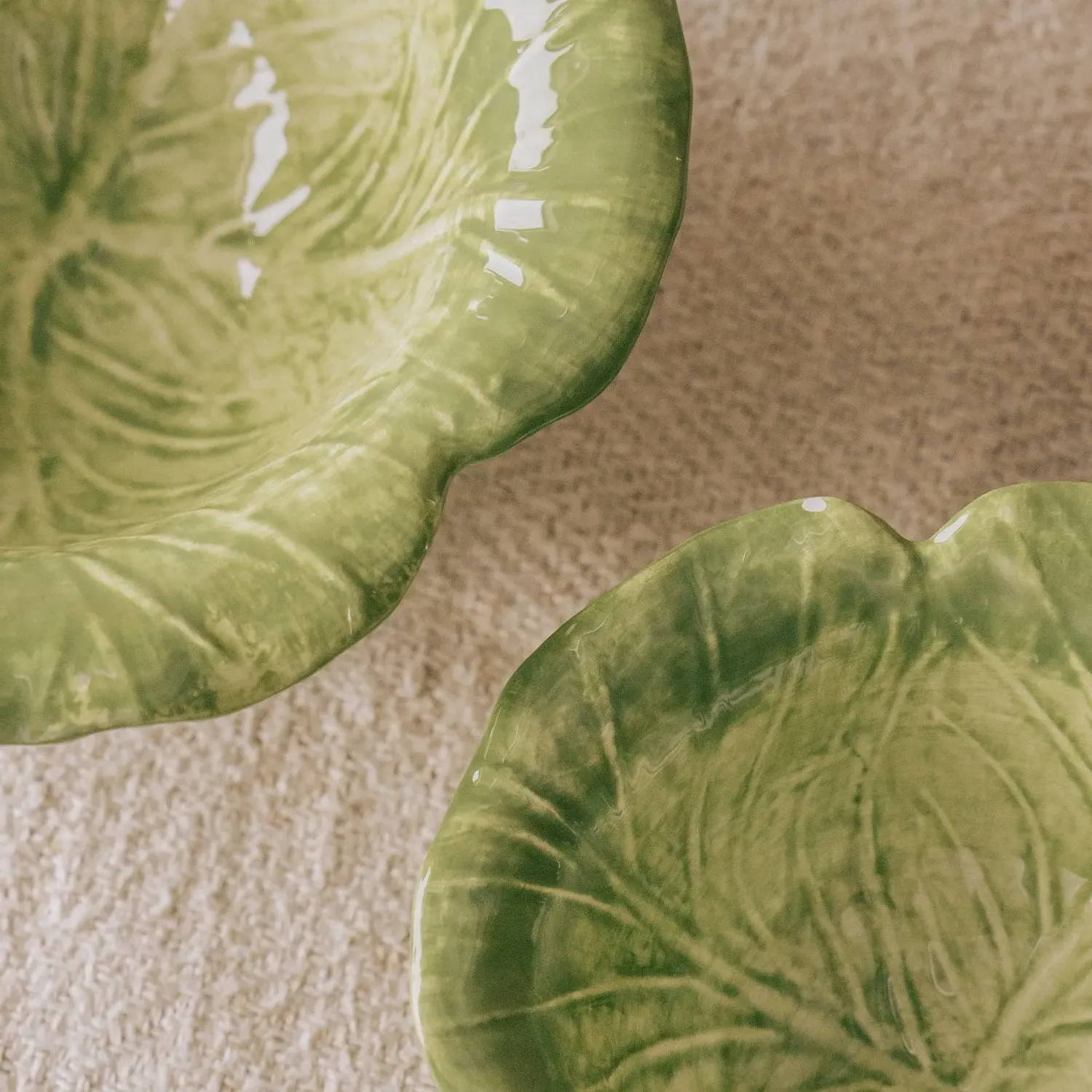Set of Two Cabbage Bowls - Green, Ceramic