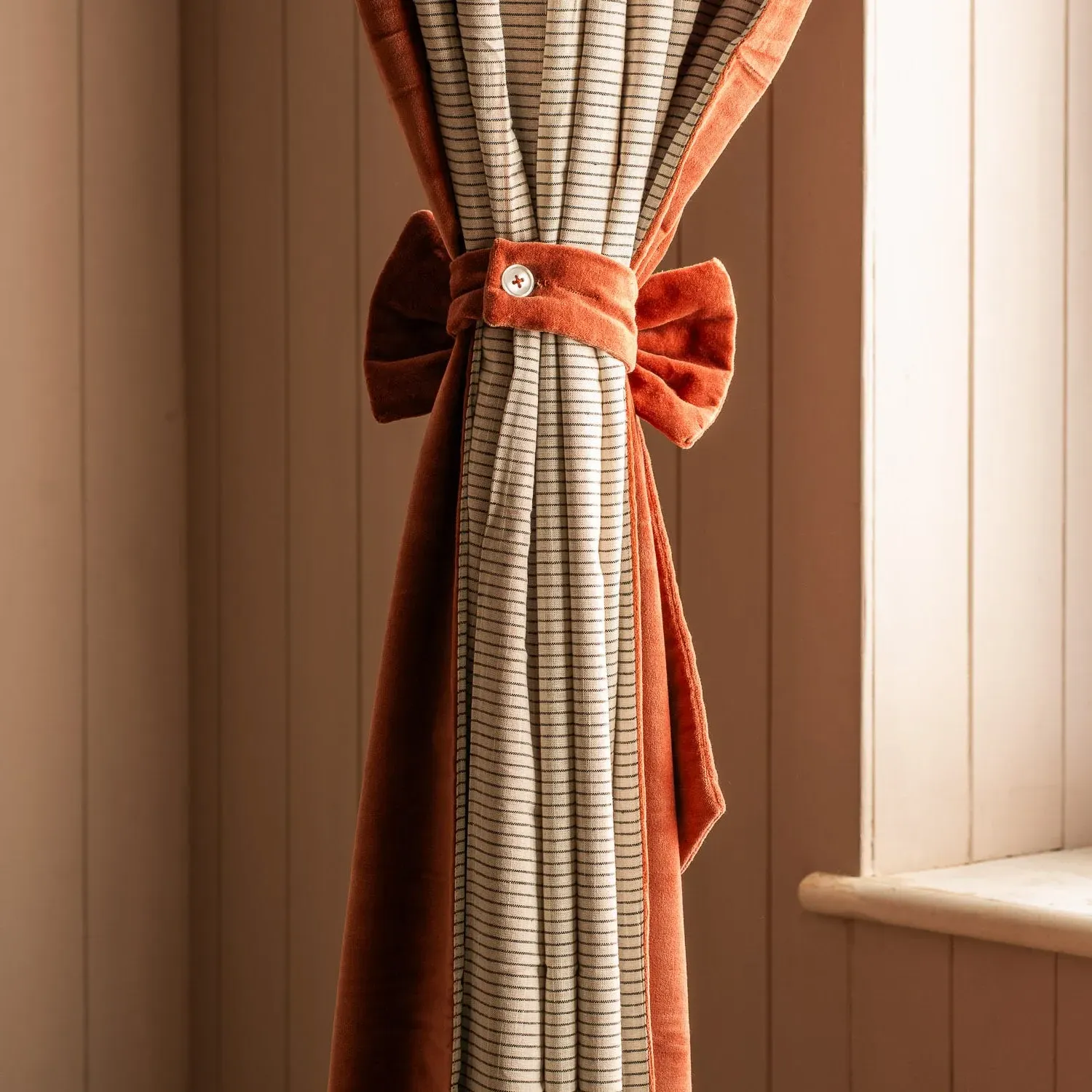 Set of Two Curtain Tie Backs - Burnt Sienna, Velvet