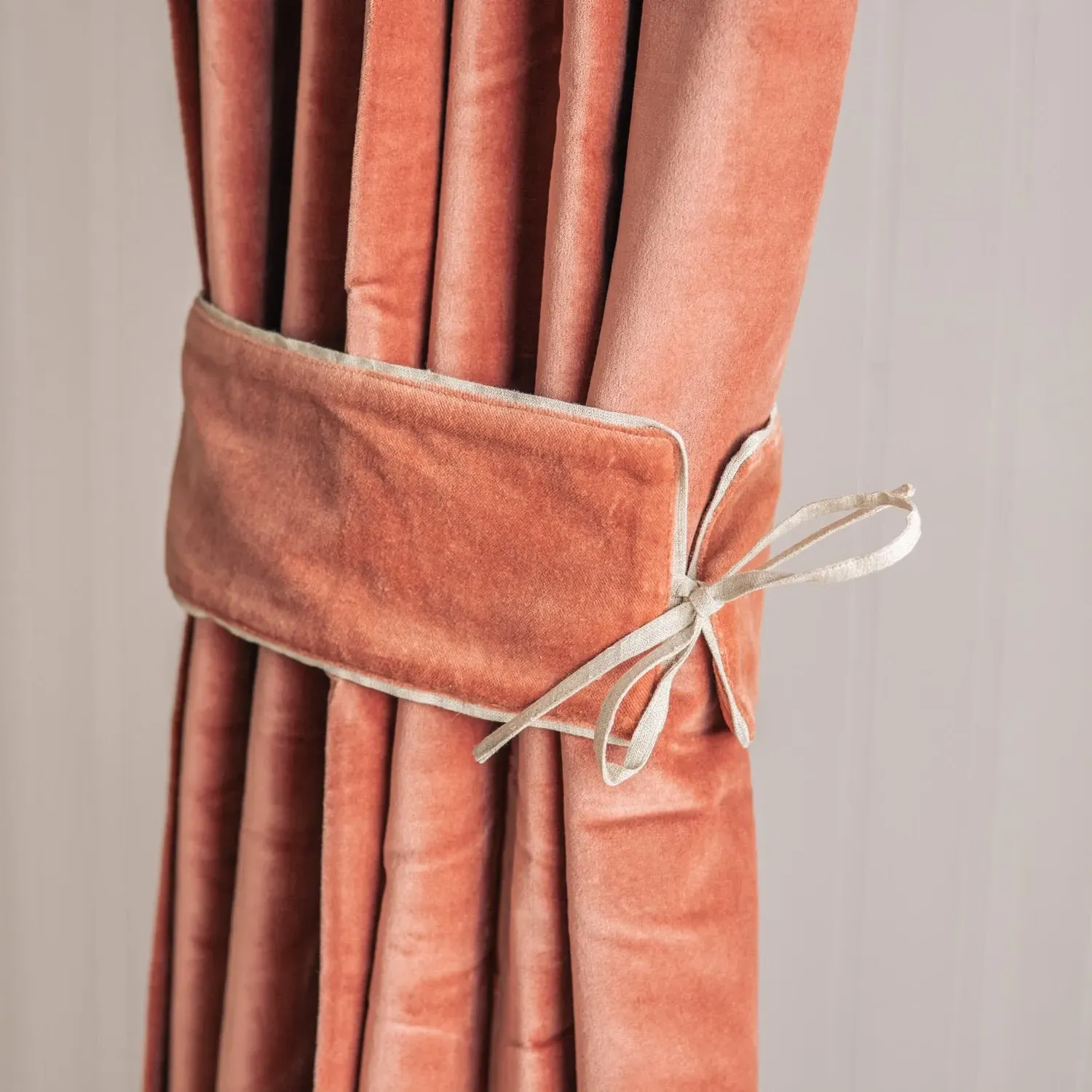 Set of Two Curtain Tie Backs - Burnt Sienna, Velvet