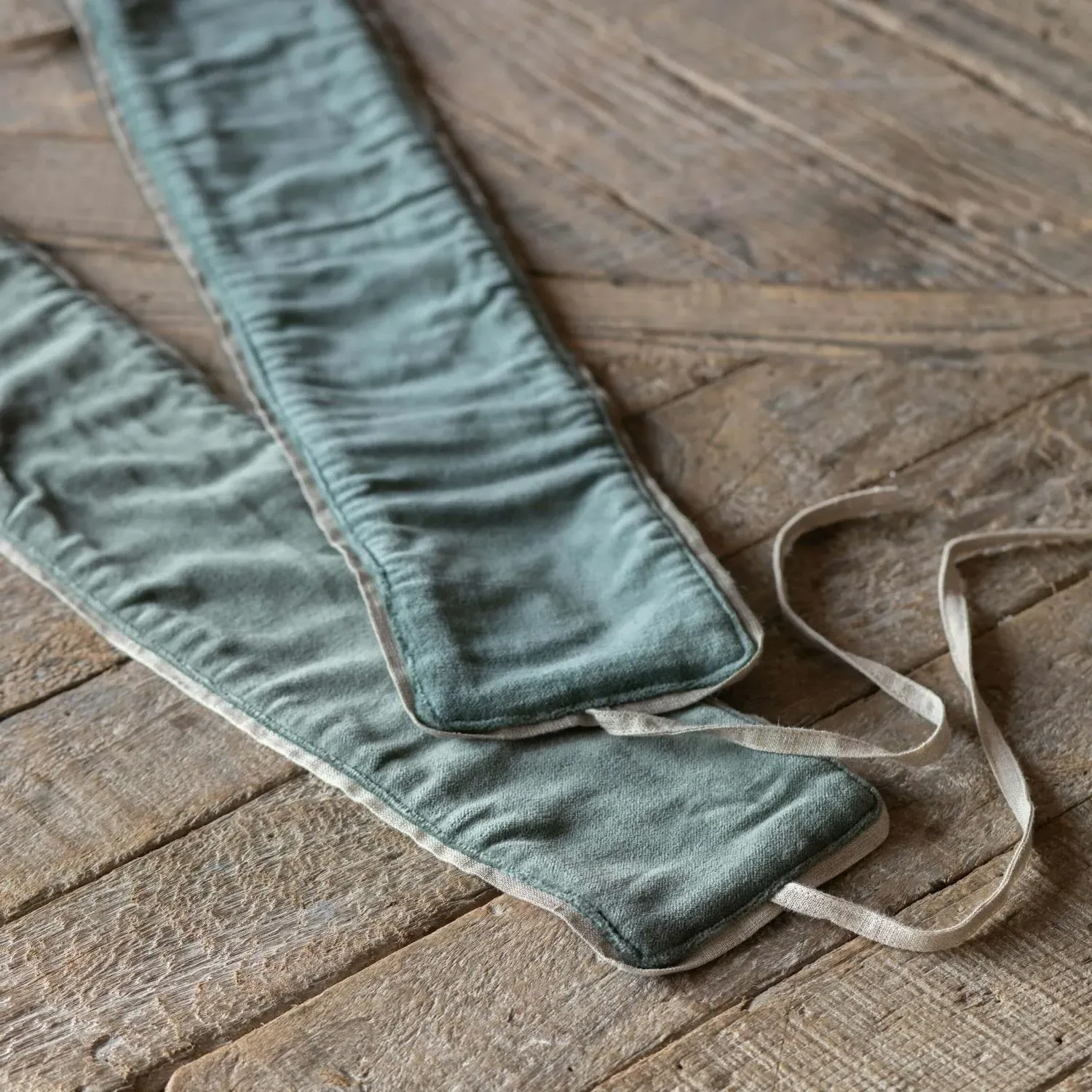 Set of Two Curtain Tie Backs - Dark Sage, Velvet