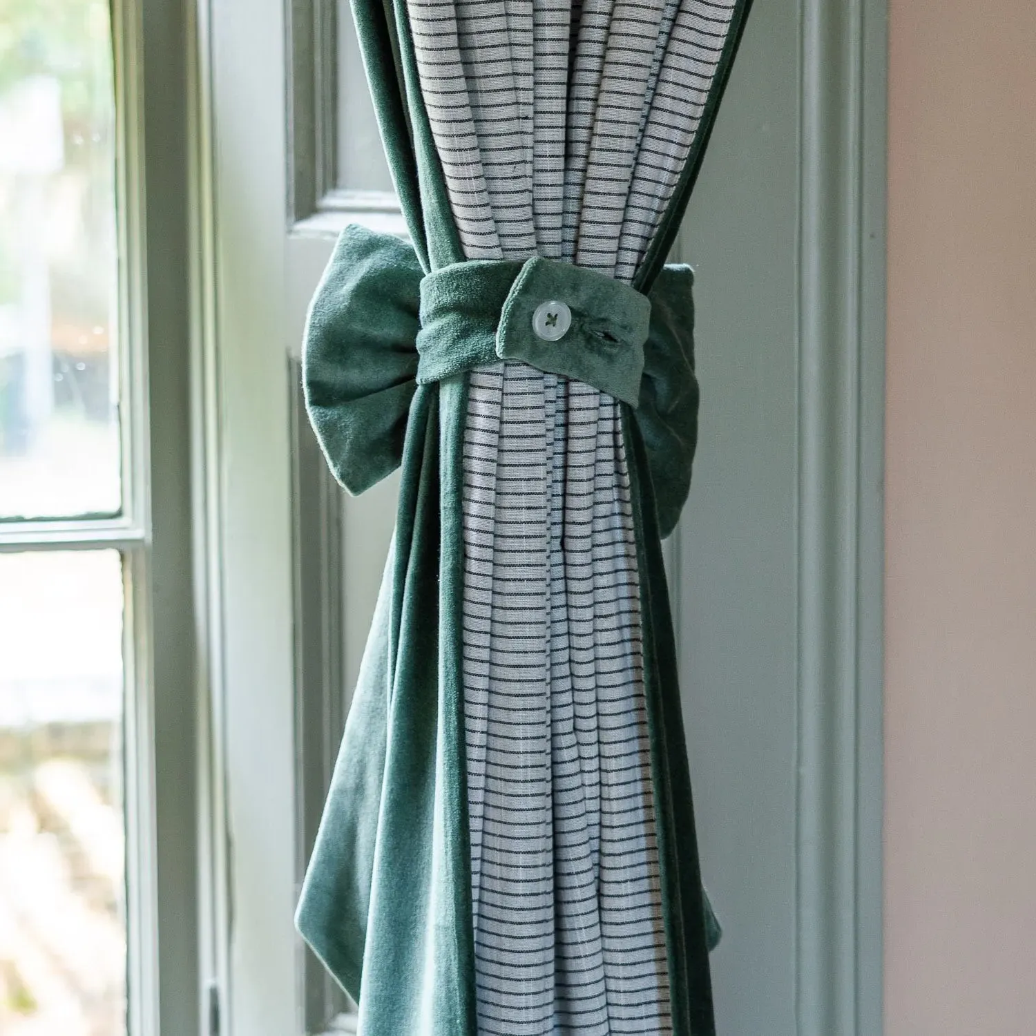 Set of Two Curtain Tie Backs - Dark Sage, Velvet