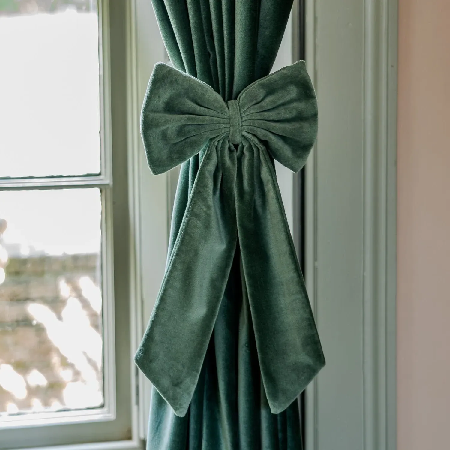 Set of Two Curtain Tie Backs - Dark Sage, Velvet