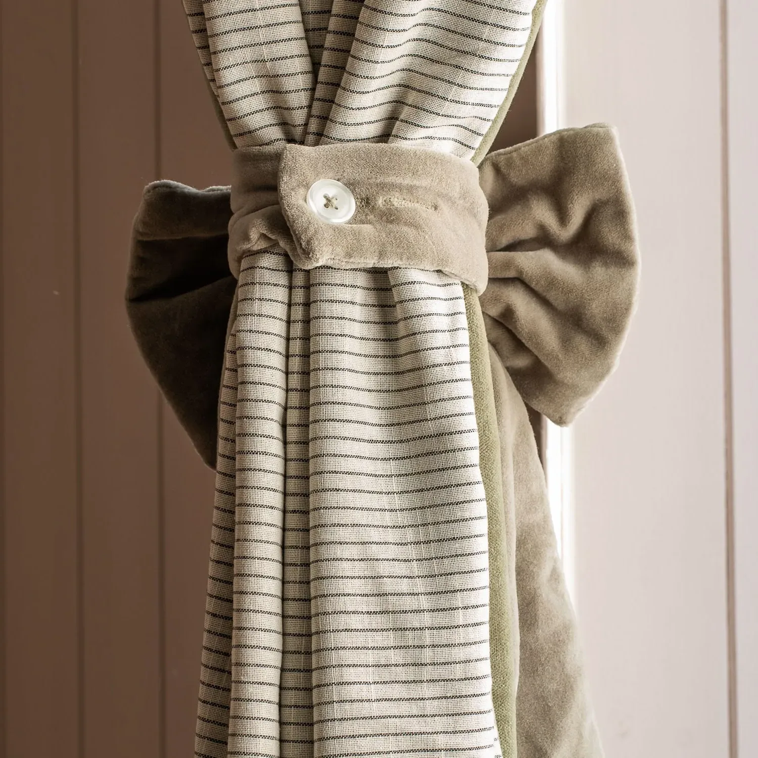 Set of Two Curtain Tie Backs - Pale Sage, Velvet