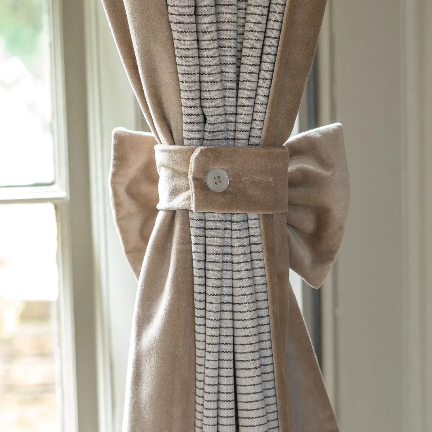 Set of Two Curtain Tie Backs - Sand, Velvet