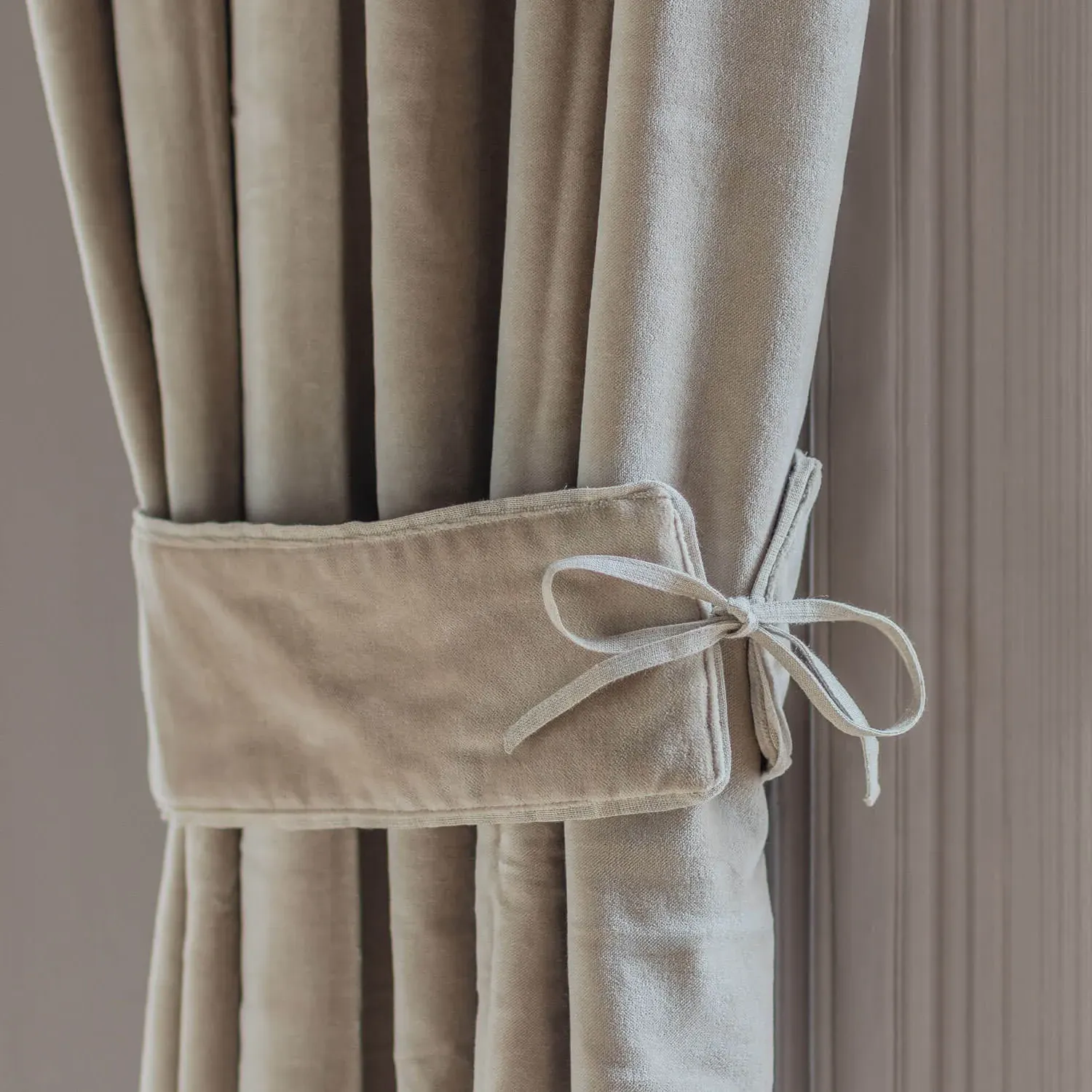 Set of Two Curtain Tie Backs - Sand, Velvet