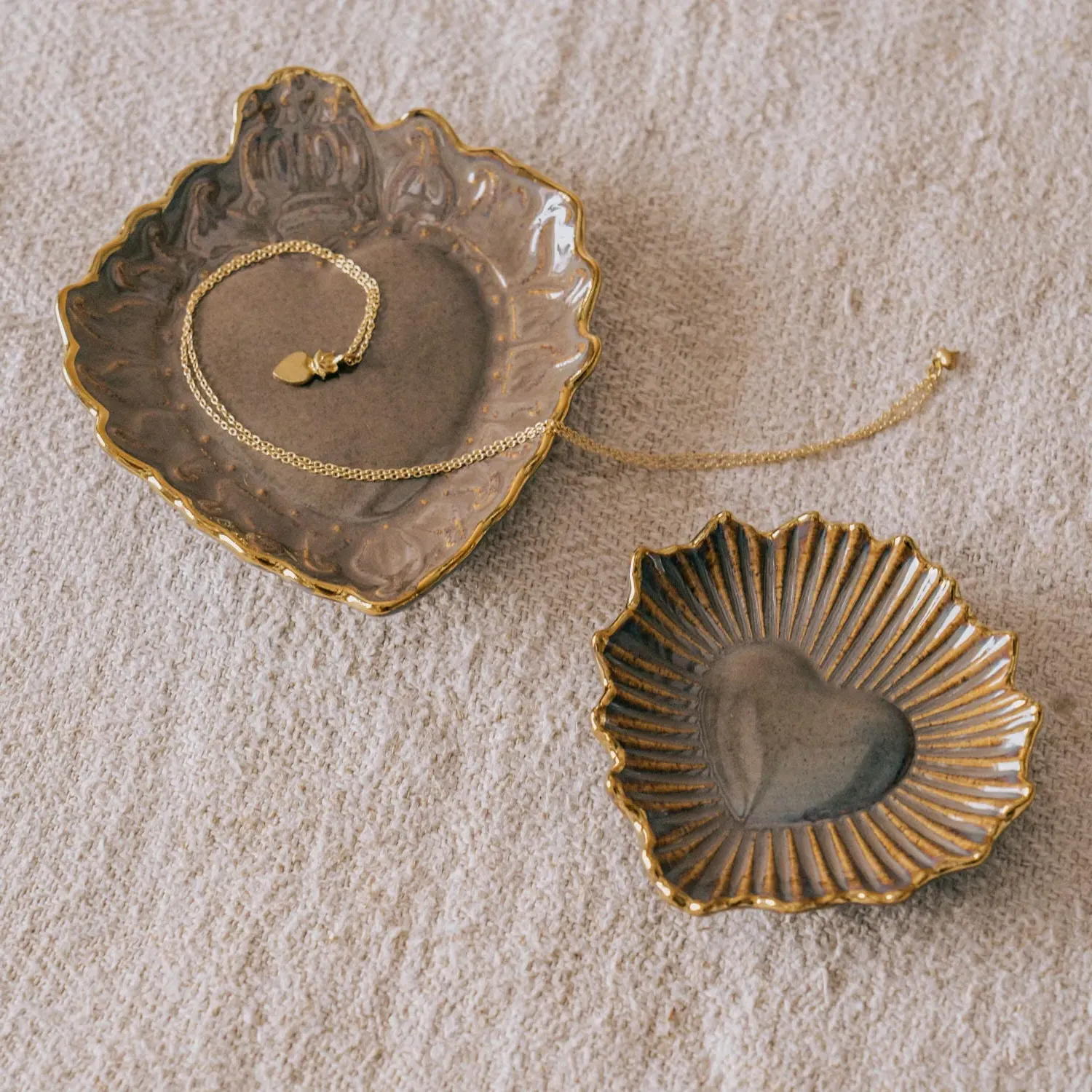 Set of Two Ex-Voto Trinket Trays - Stoneware image