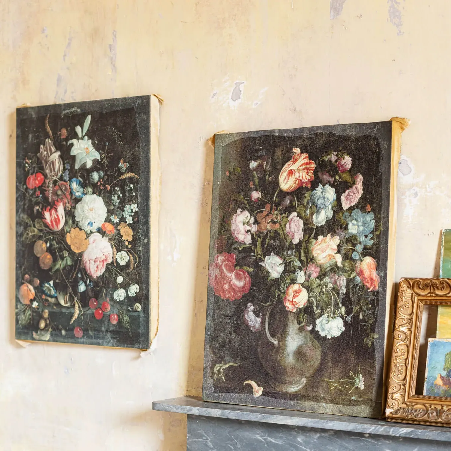 Set of Two Floral Canvas Prints - Pink, Orange