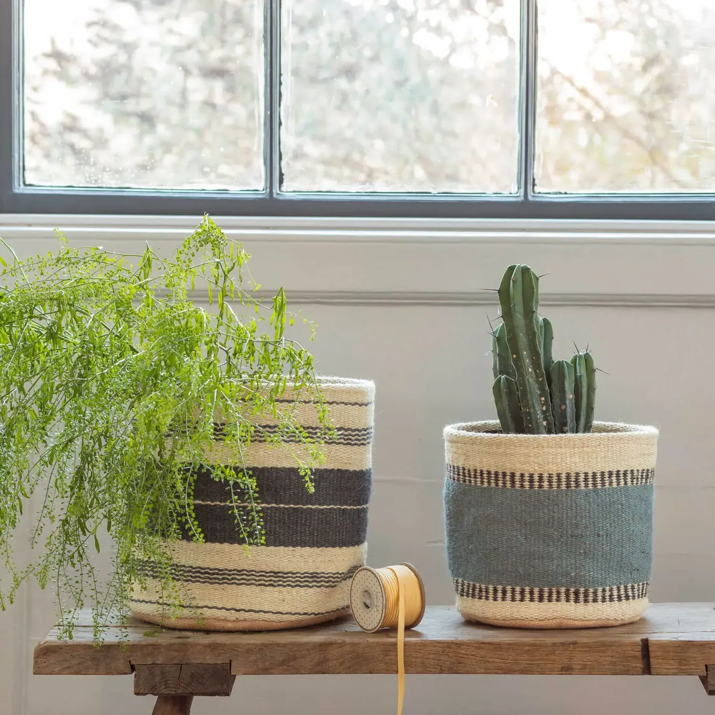 Set of Two Jute Storage Bins - Natural