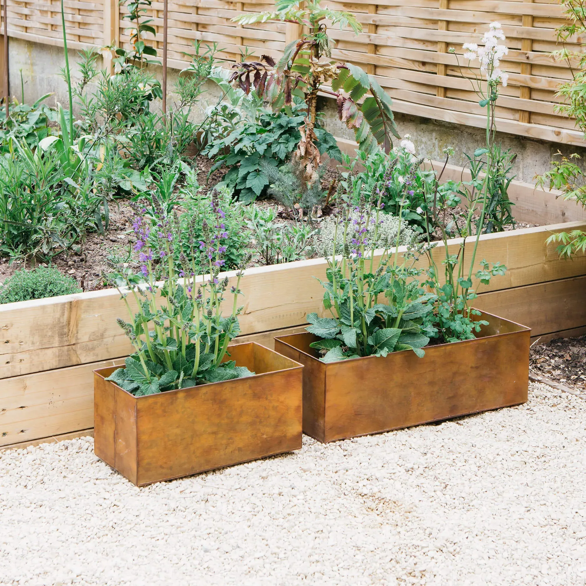 Set of Two Rectangular Window Boxes - Rust, Iron image