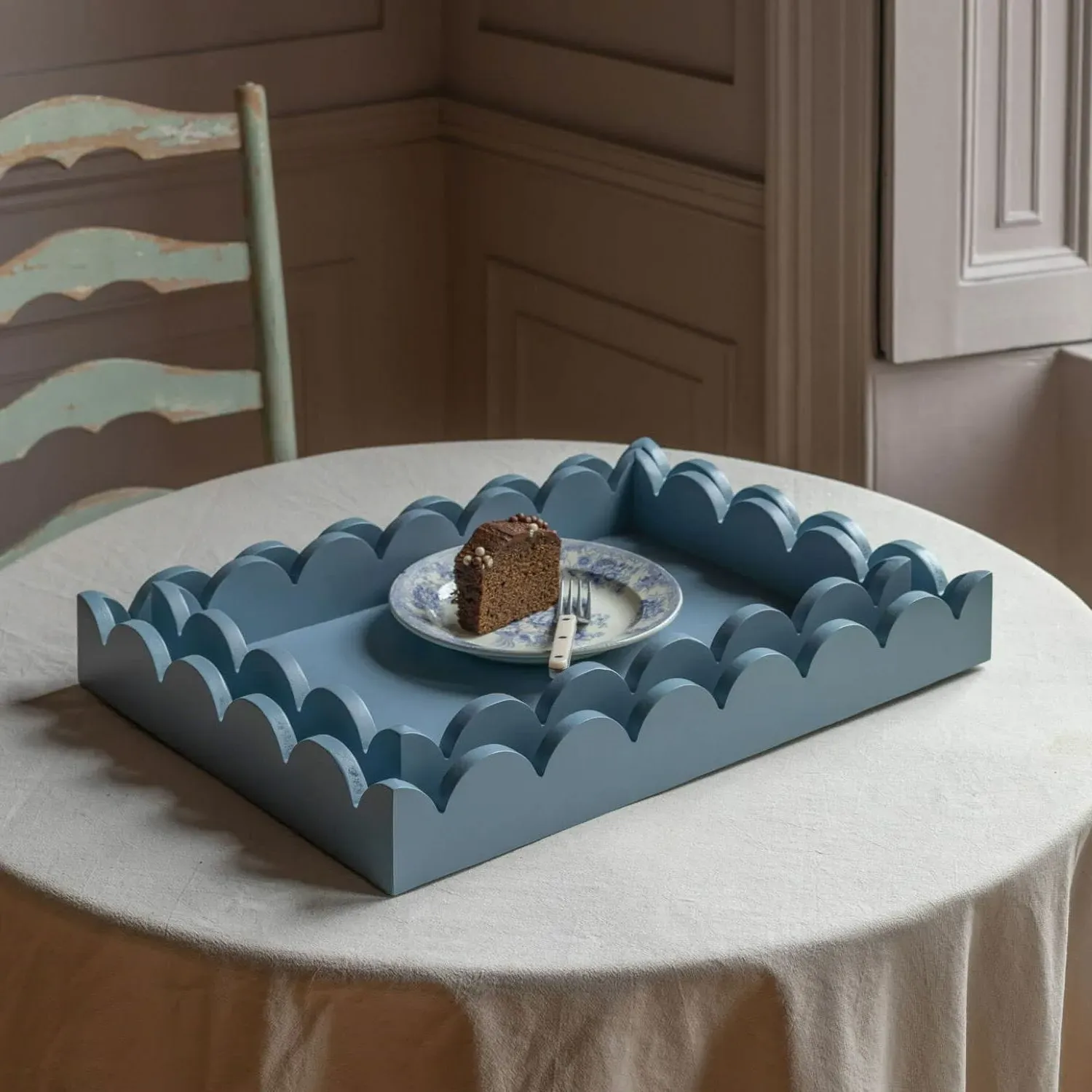 Set of Two Scallop Trays - Grey