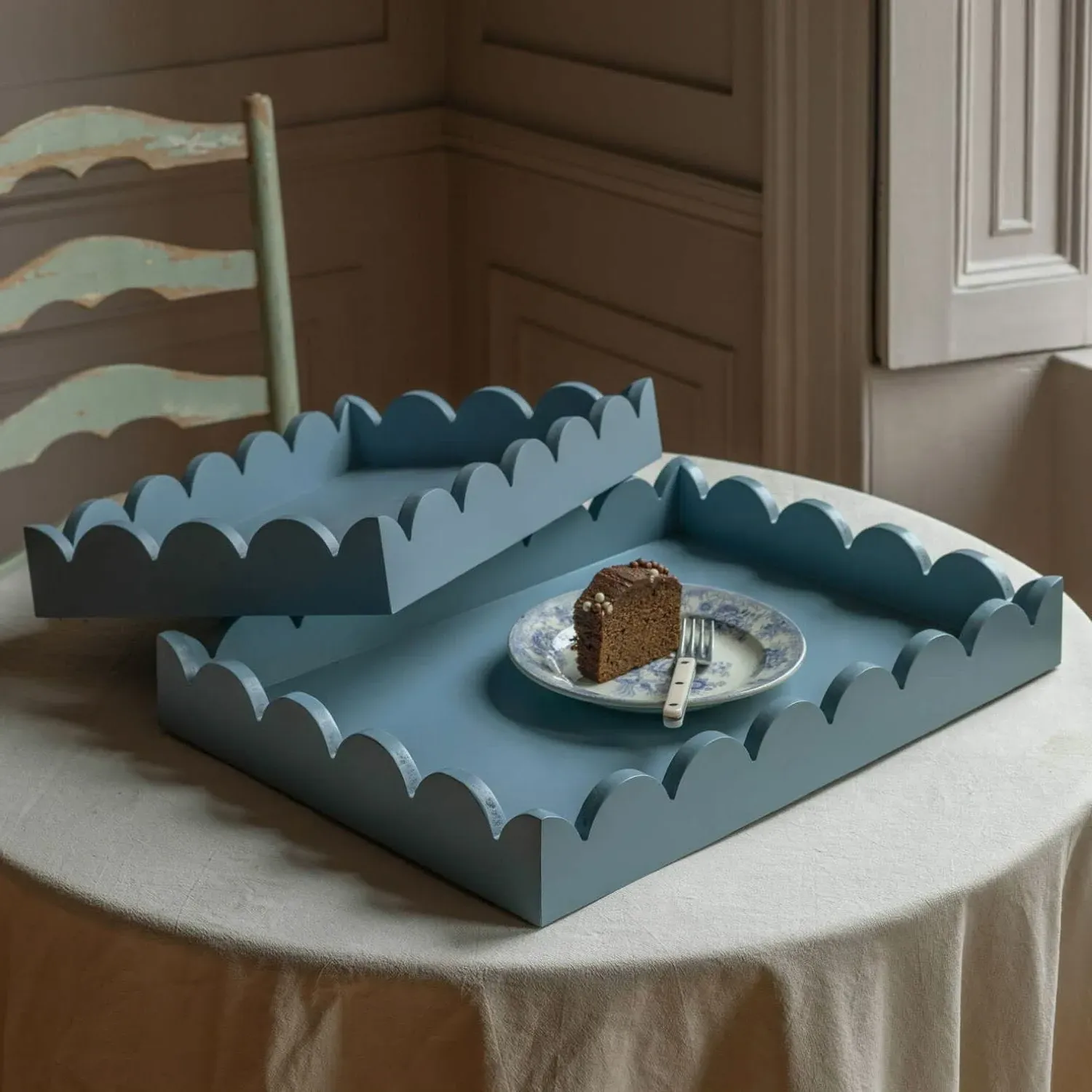 Set of Two Scallop Trays - Grey image