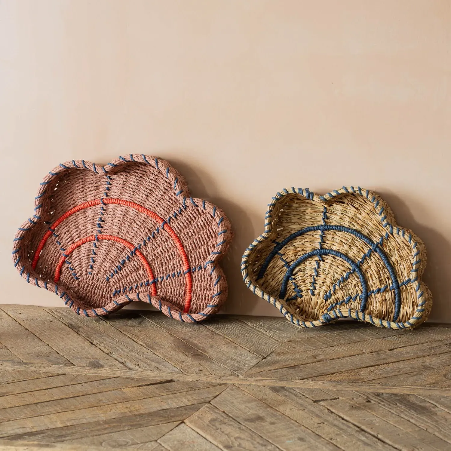 Set of Two Shell Woven Trays