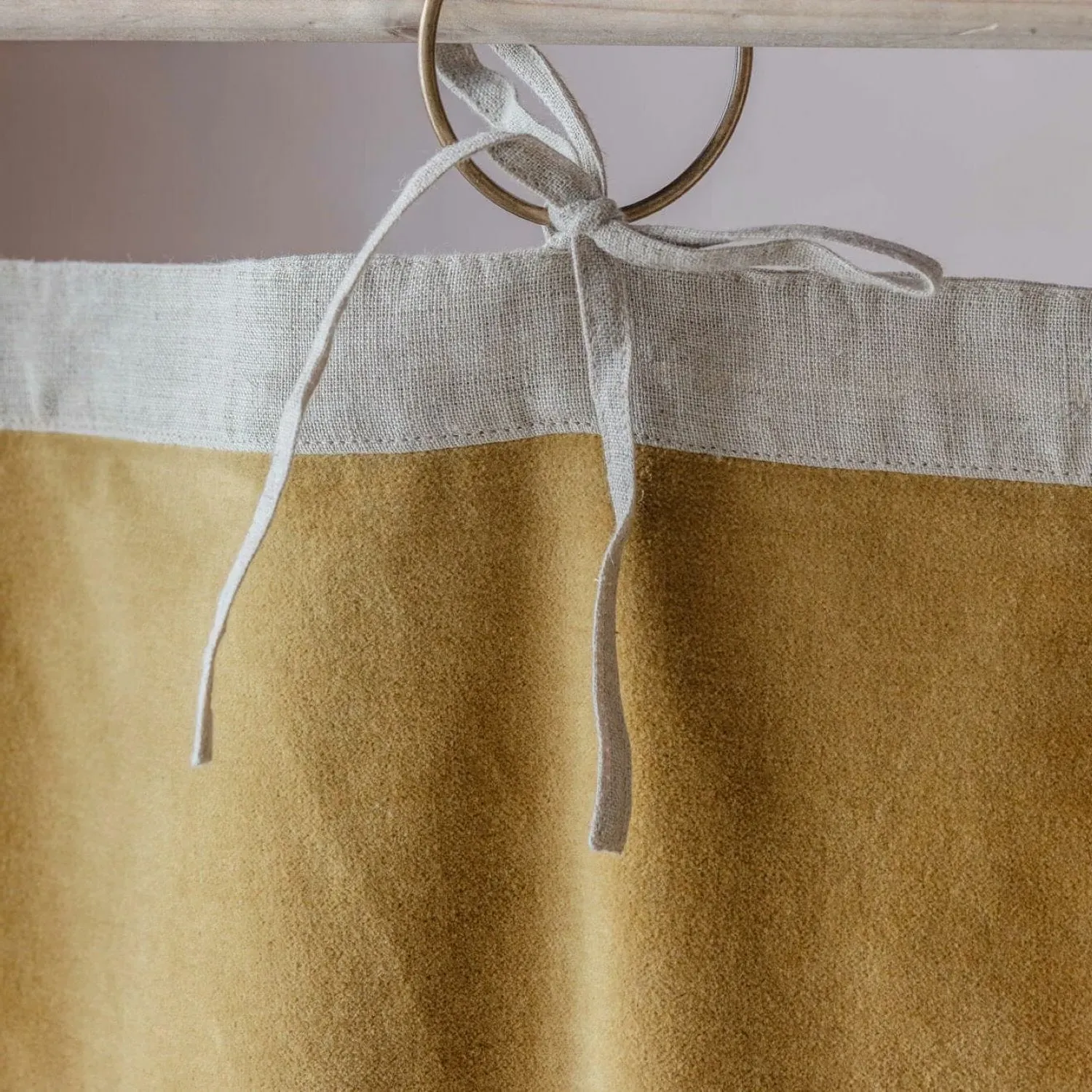 Set of Two Short Curtains - Mustard, Velvet