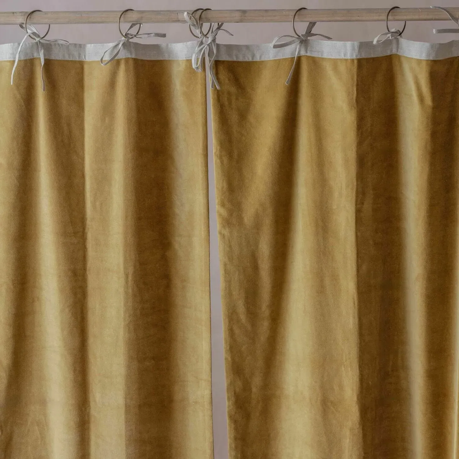Set of Two Short Curtains - Mustard, Velvet image
