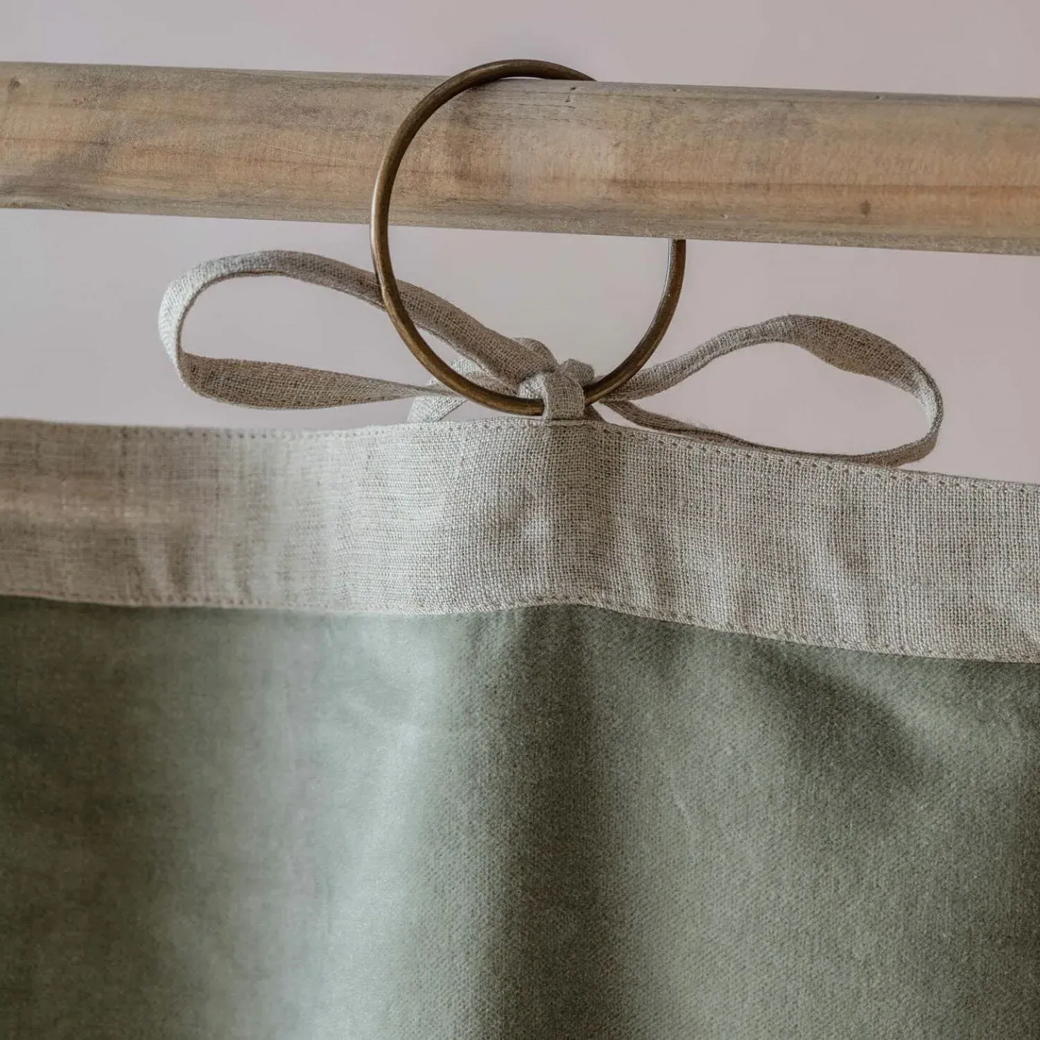 Set of Two Short Curtains - Pale Sage, Velvet