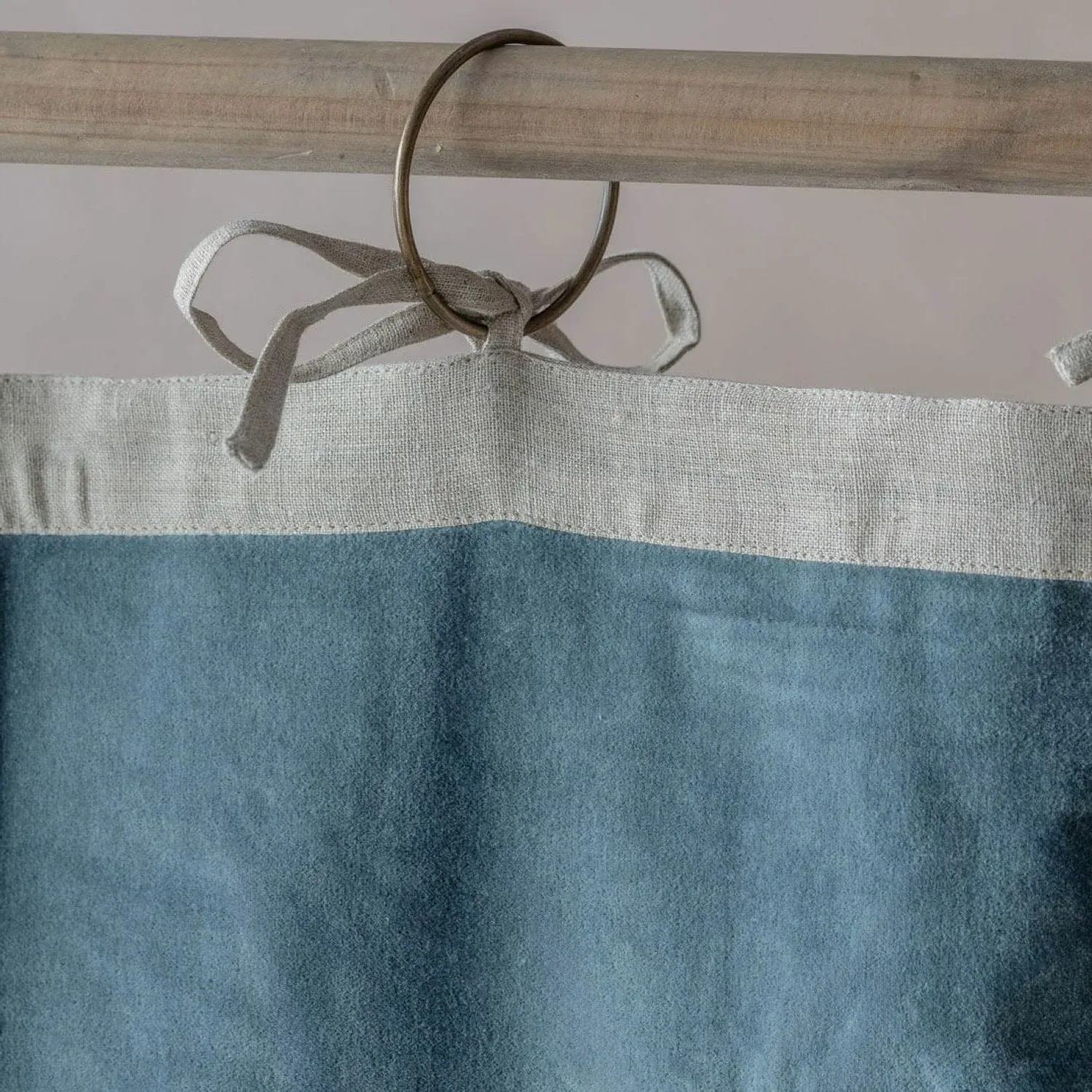 Set of Two Short Curtains - Smoke Blue, Velvet