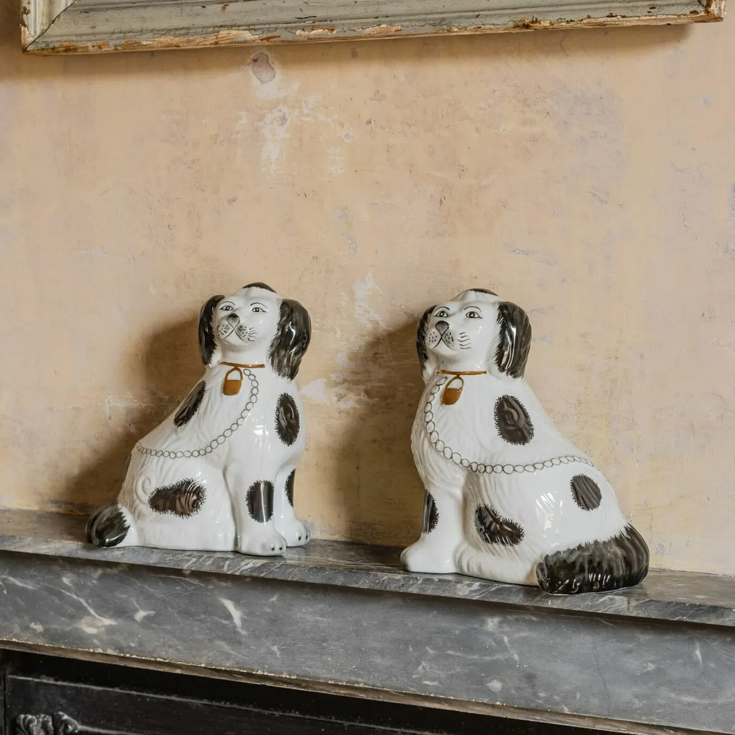Set of Two Staffordshire Dog Ornaments - Porcelain