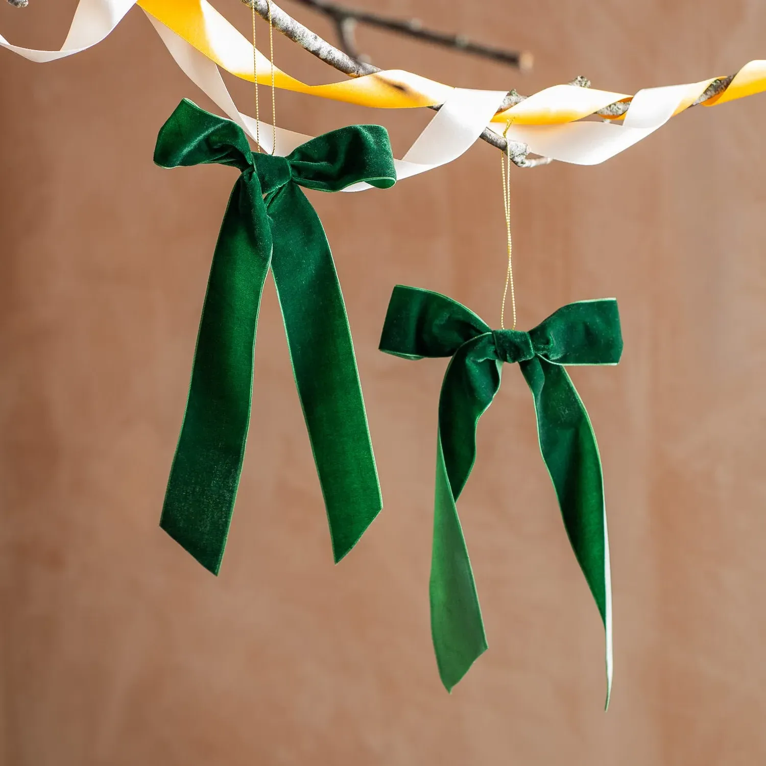 Set of Two Velvet Bows - Green