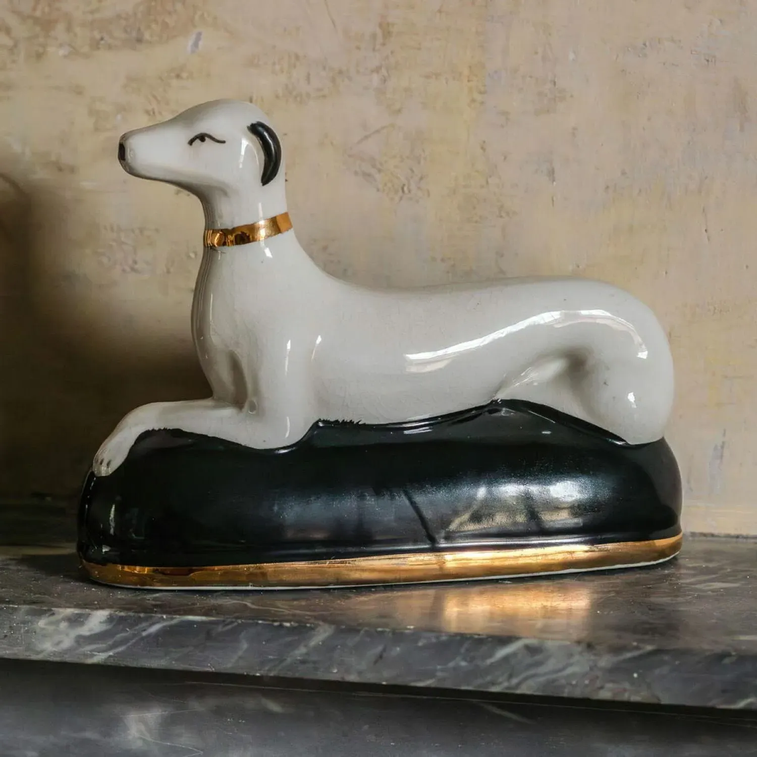 Set of Two Whippet Dog Ornaments - Porcelain