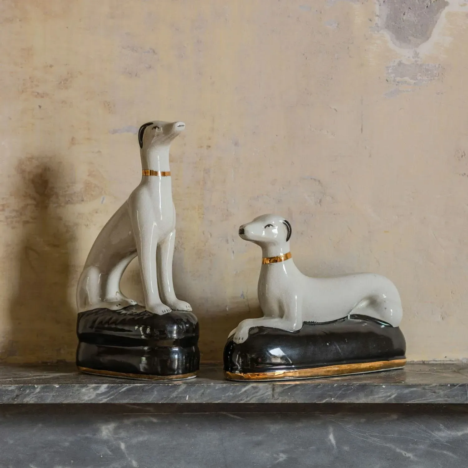 Set of Two Whippet Dog Ornaments - Porcelain image