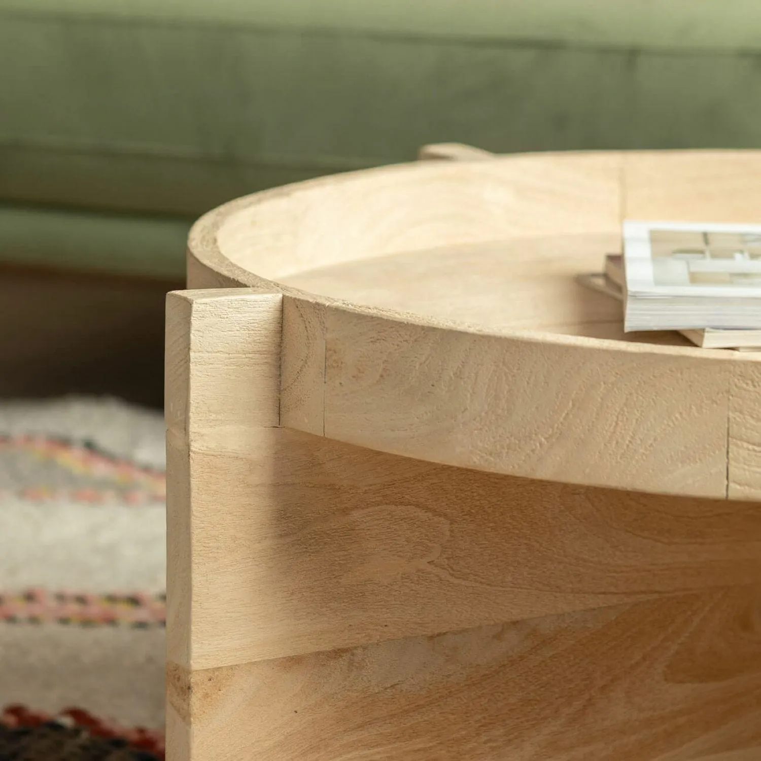Seth Round Tray Top Coffee Table - Mango Wood