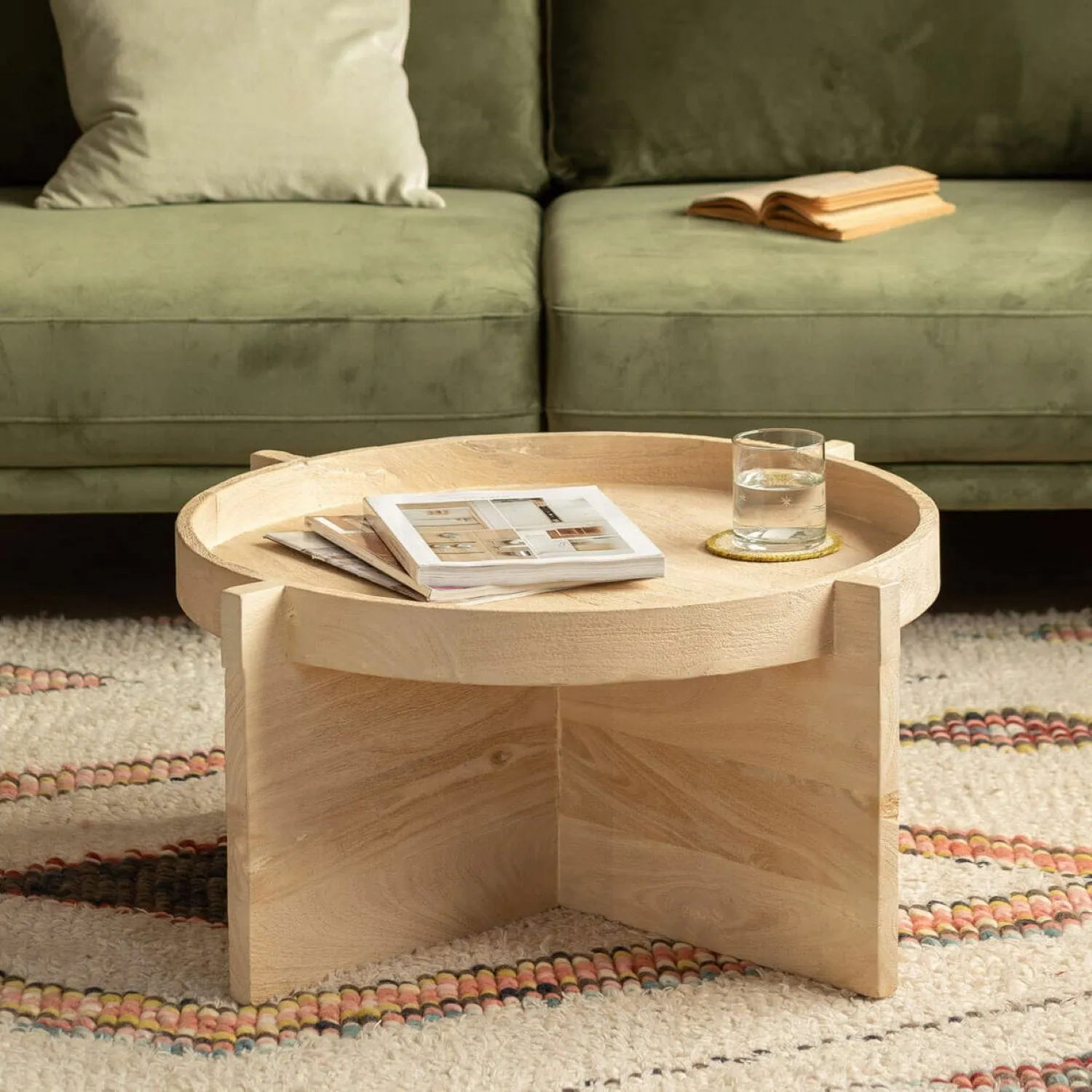 Seth Round Tray Top Coffee Table - Mango Wood