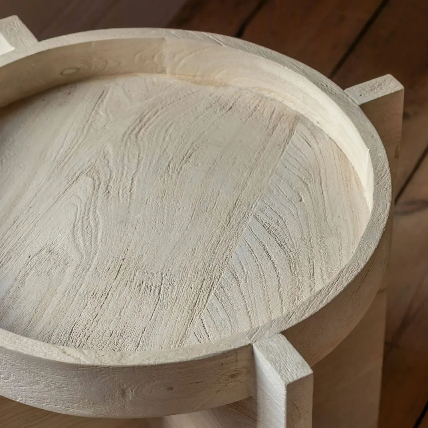 Seth Round Tray Top Side Table - Mango Wood