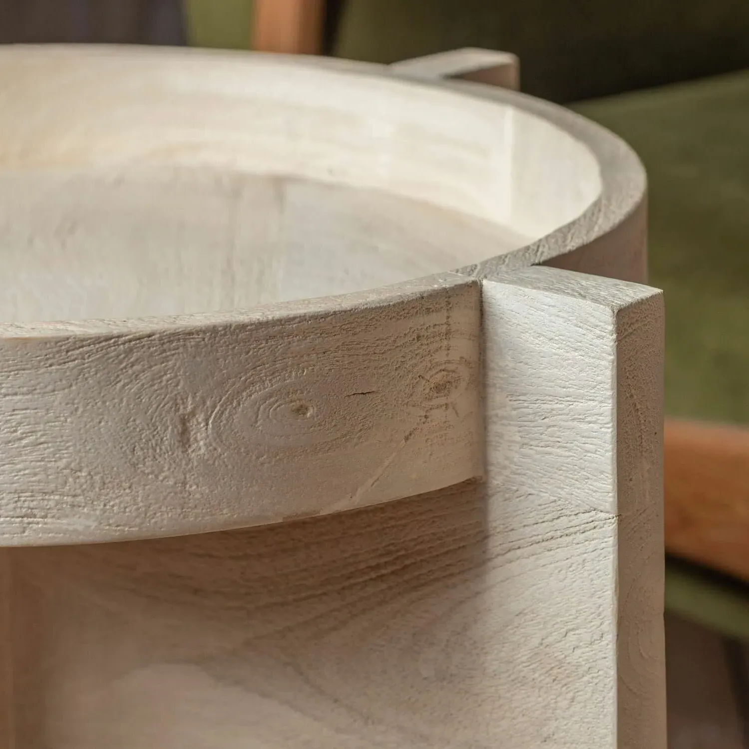 Seth Round Tray Top Side Table - Mango Wood