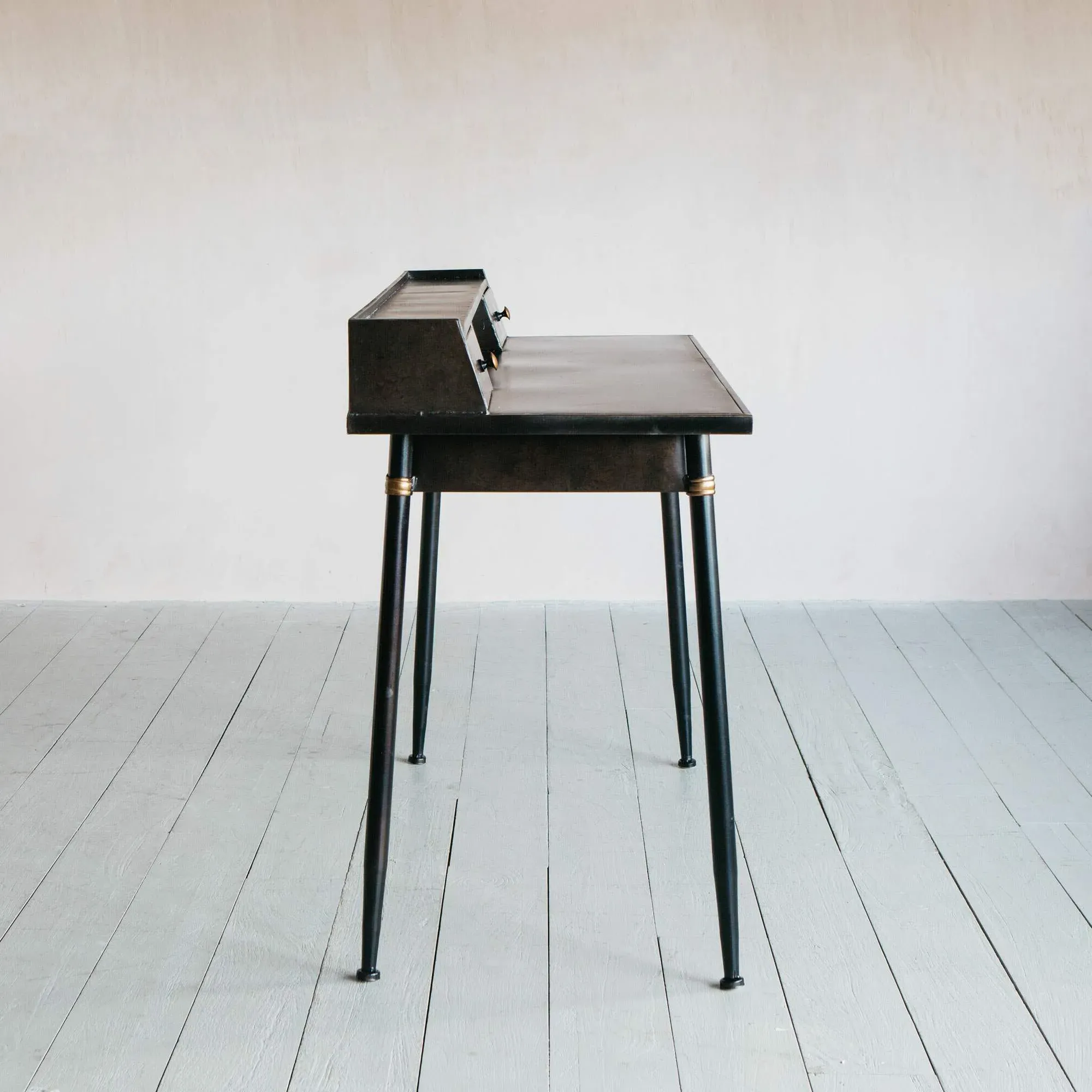 Sid Metal Desk with Drawer - Black, Iron