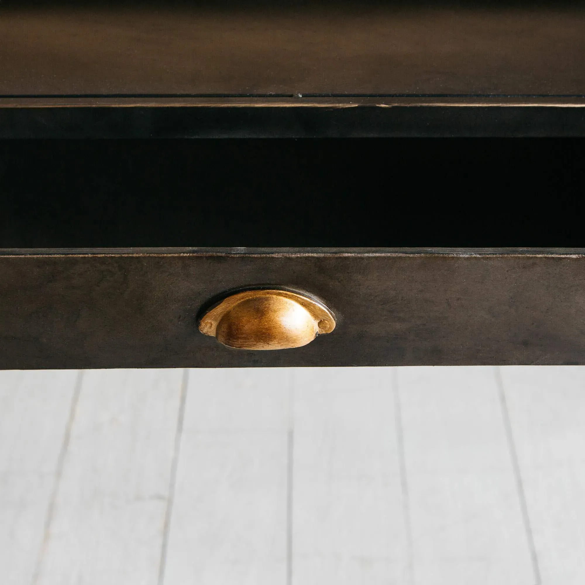 Sid Metal Desk with Drawer - Black, Iron