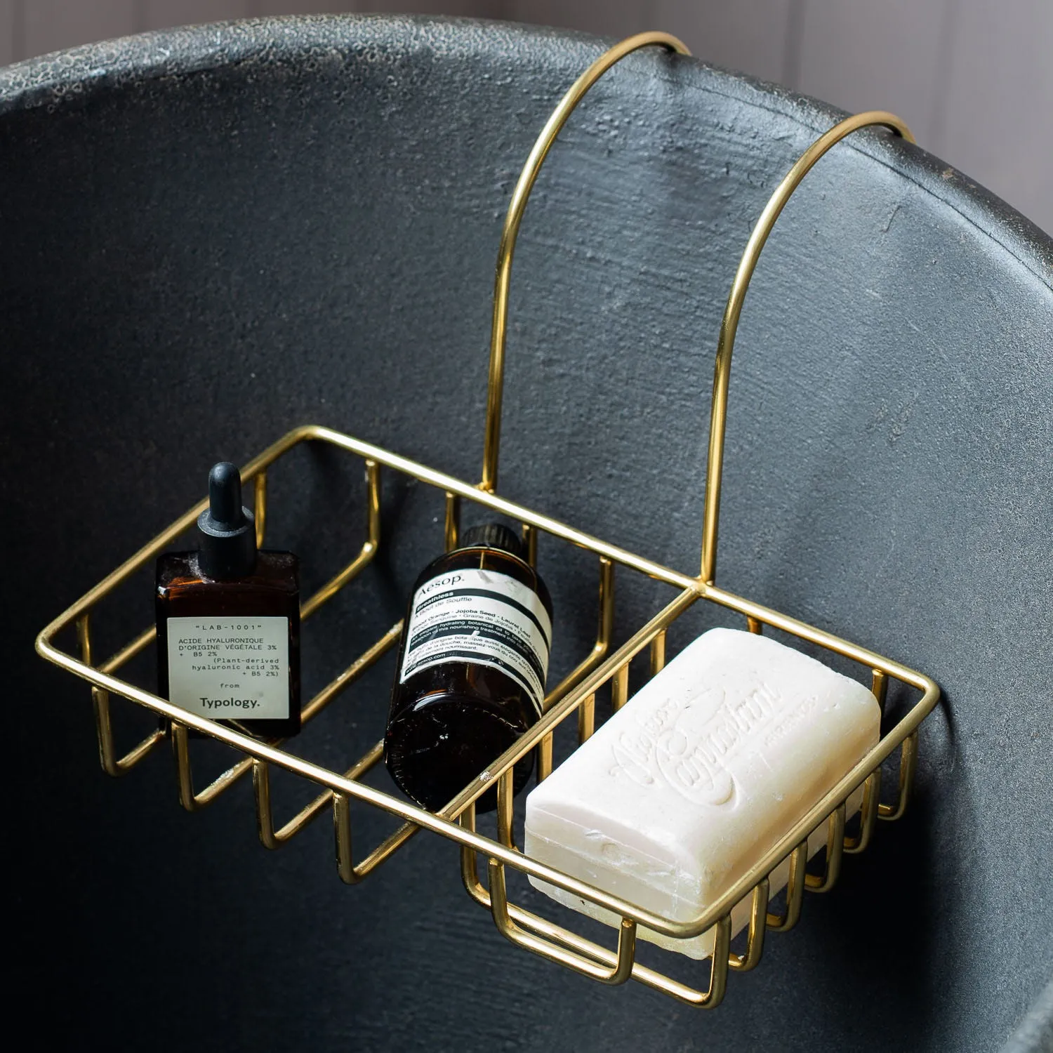 Side of Bath Caddy - Antique Gold, Stainless Steel