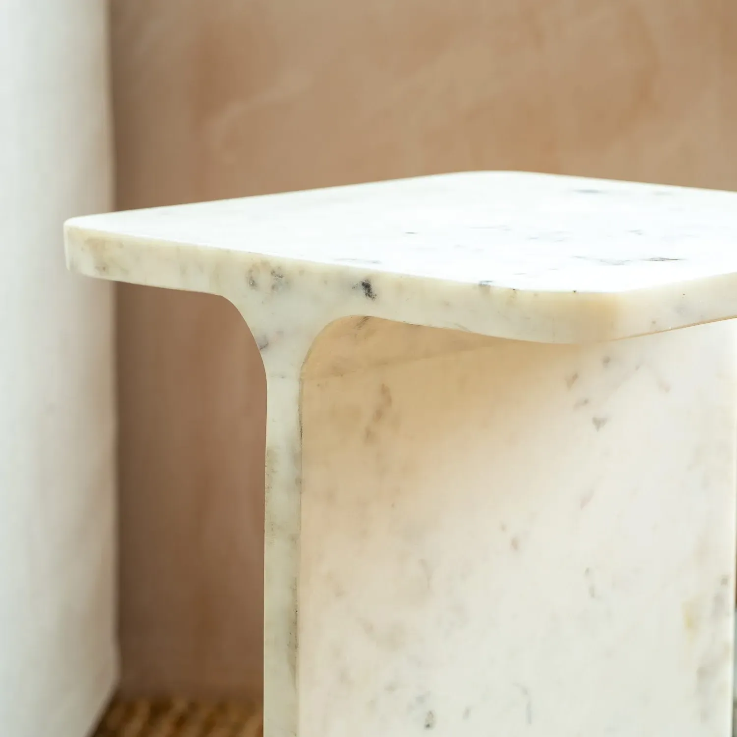 Sienna Side Table - White, Marble