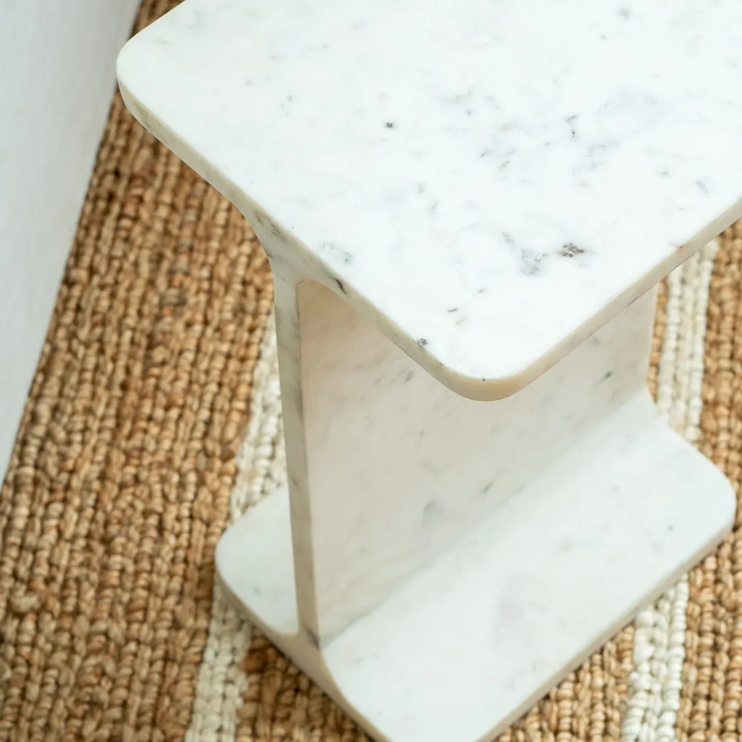 Sienna Side Table - White, Marble