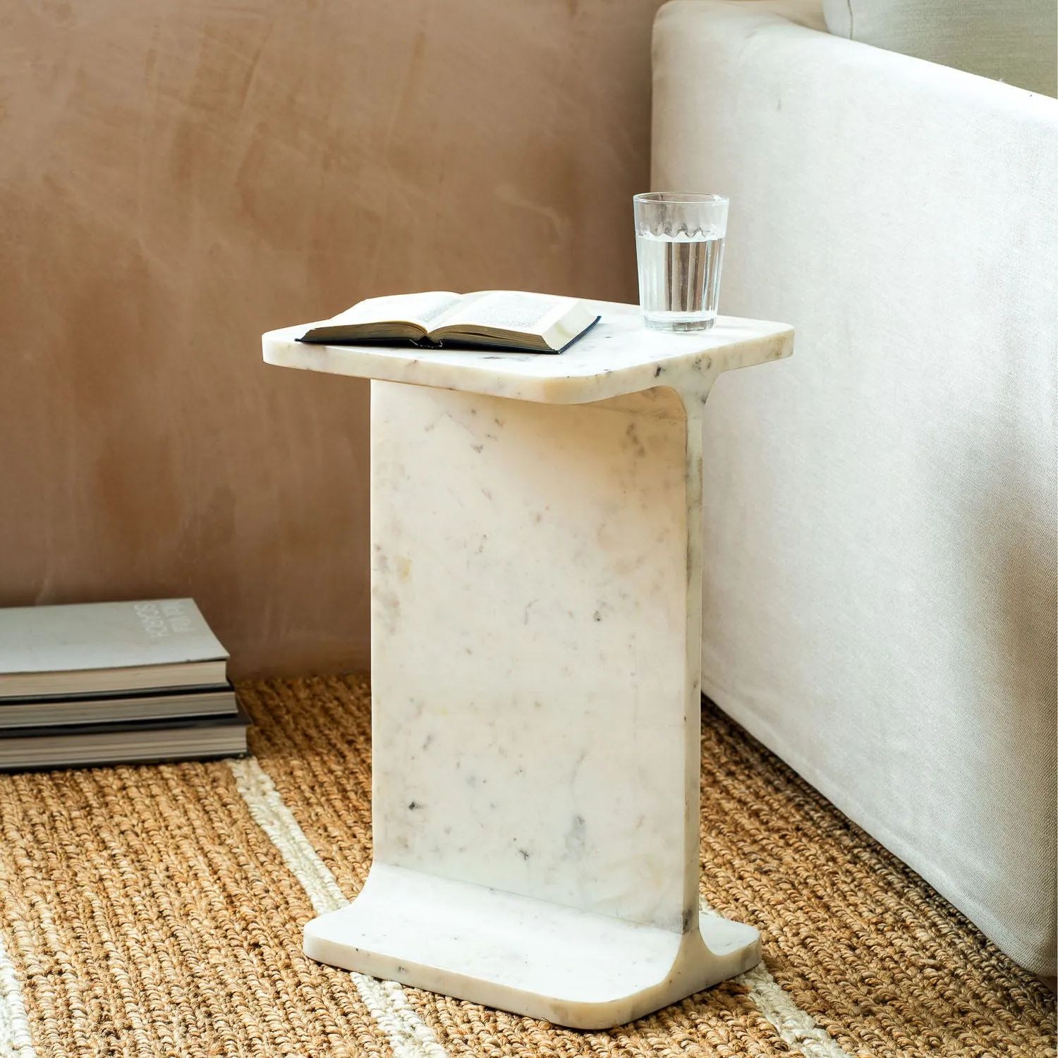 Sienna Side Table - White, Marble image